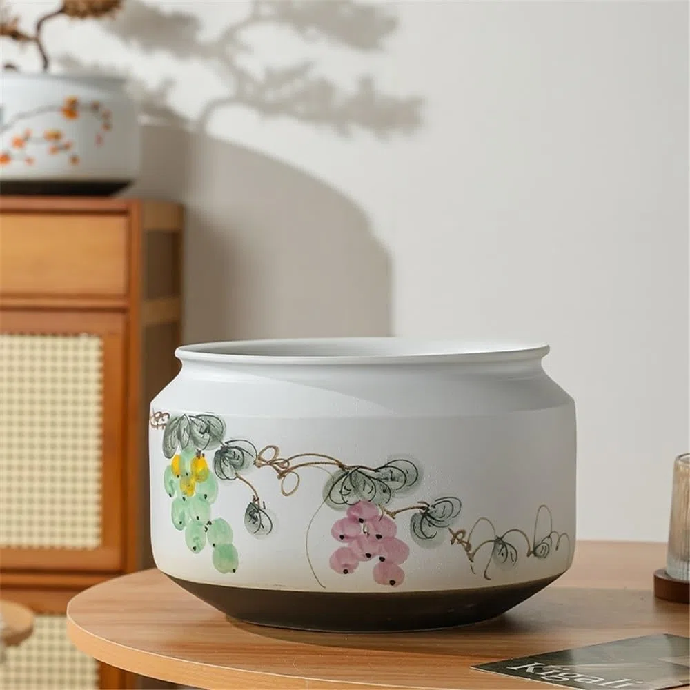 Ceramiczne doniczki z otworem spustowym, okrągła doniczka na sukulenty storczyki, idealne do wewnątrz i na zewnątrz, doniczki