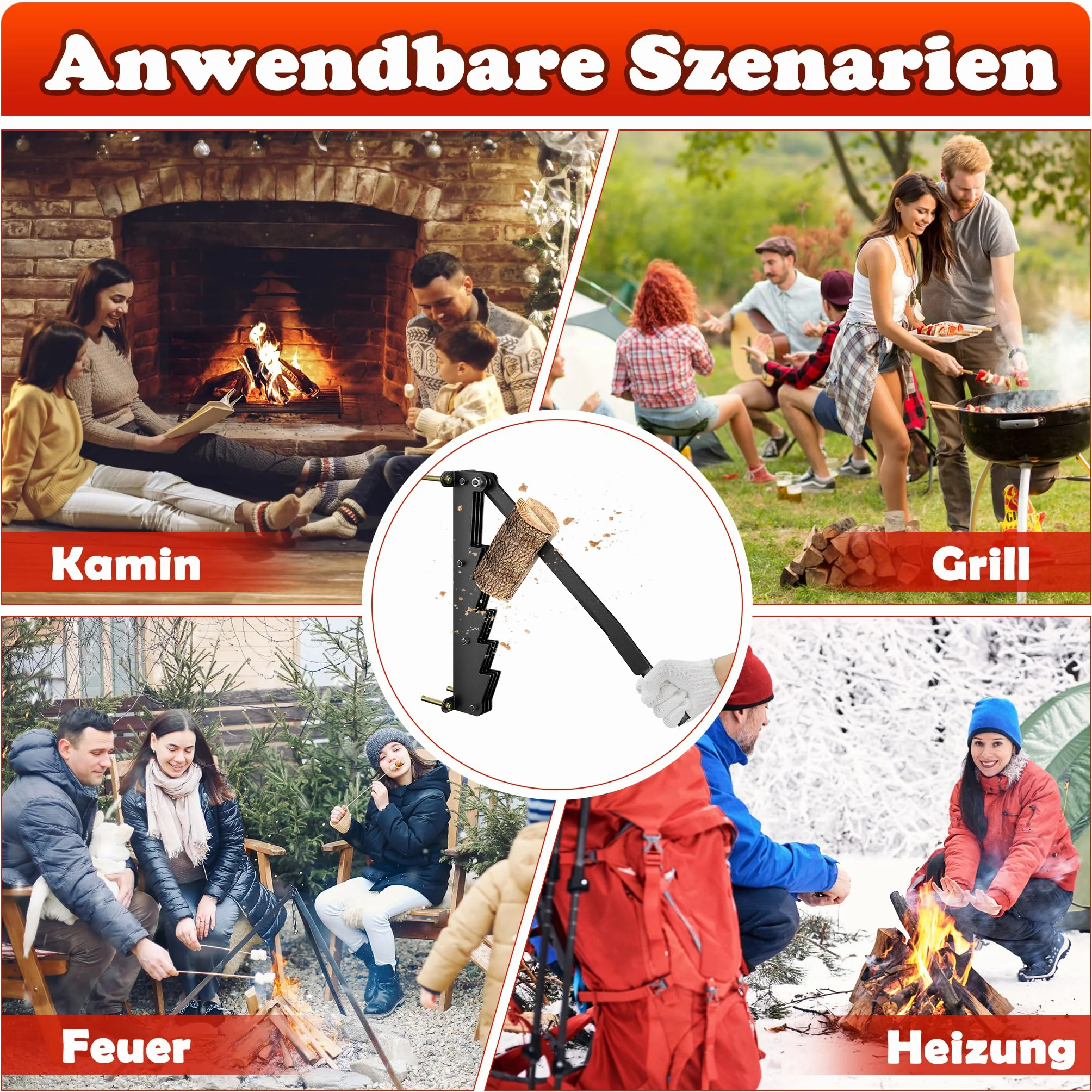 HENGMEI Ręczna łuparka do drewna z żeliwa montowana na ścianie