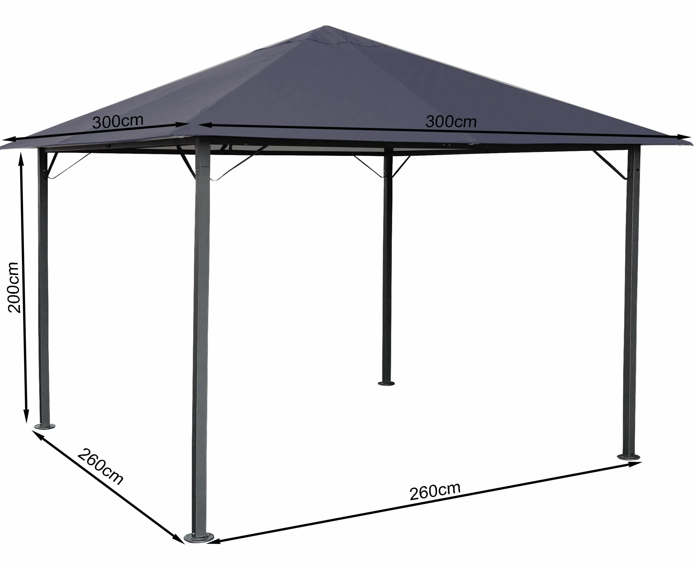 QUICK STAR Metalowy pawilon ogrodowy Nizza 3 x 3 m antyczny namiot imprezowy szary RAL 7012 z 4 cz??ciami bocznymi