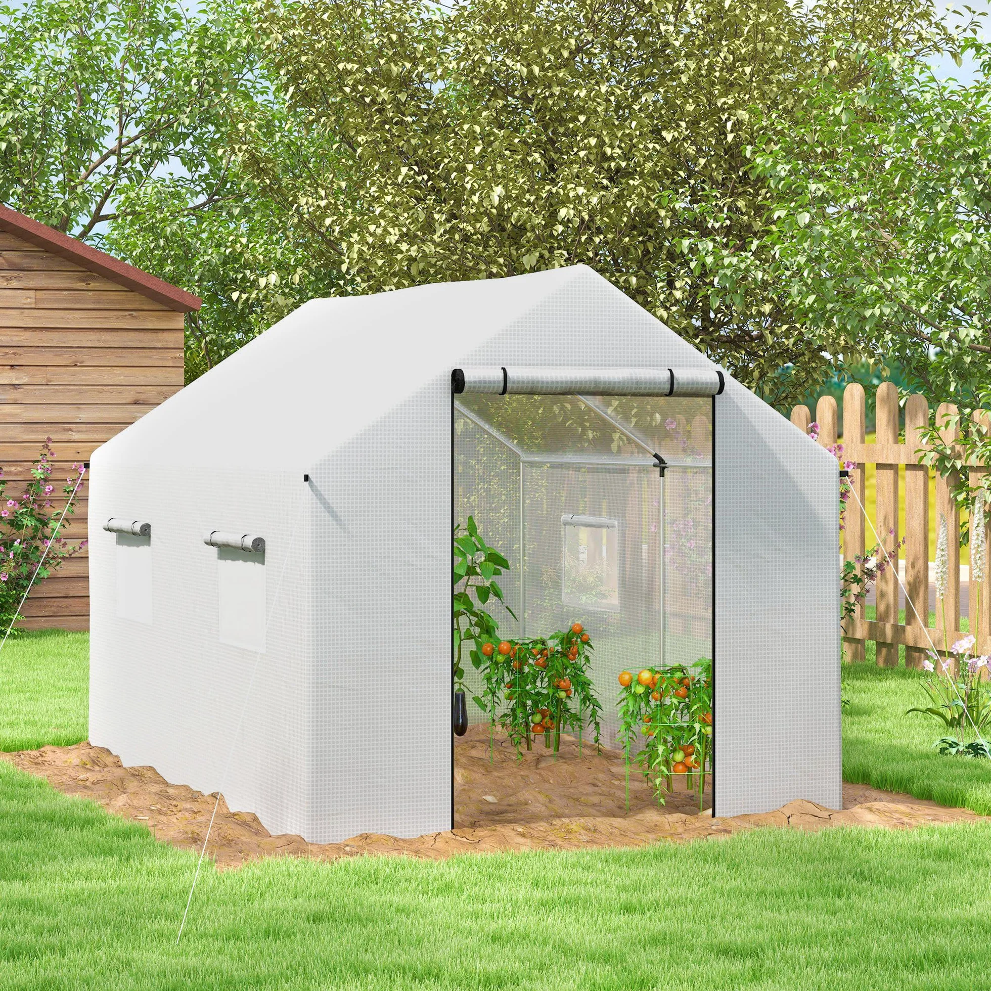 Outsunny Tunel ogrodowy szklarnia 2 x 3m 6m² stal ocynkowana PE biała