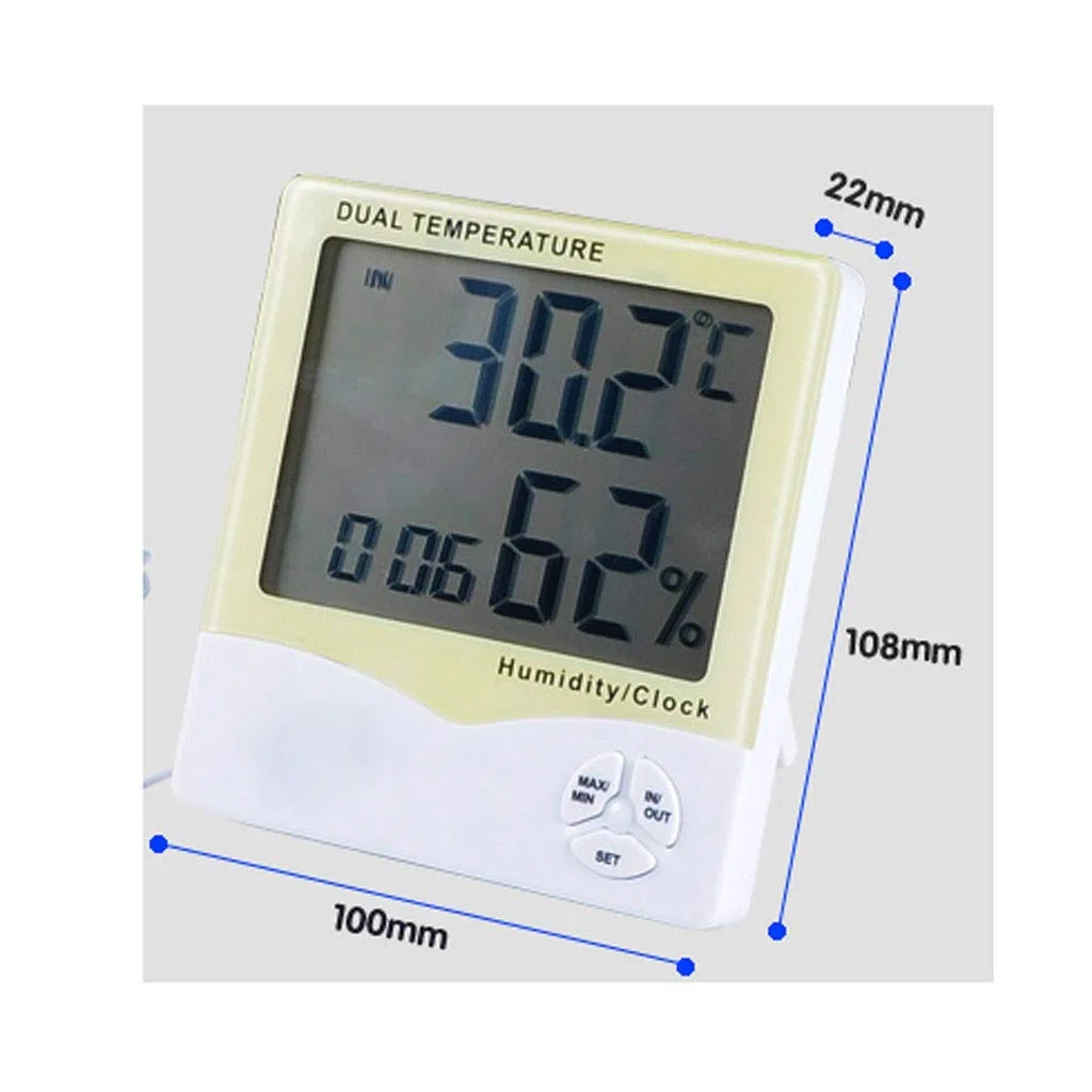 Cyfrowy termometr z higrometrem do użytku w pomieszczeniach, z pomiarem wilgotności powietrza, dokładnym monitorem temperatury, wilgotności, do domu, biura, szklarni, ogrodu wewnętrznego