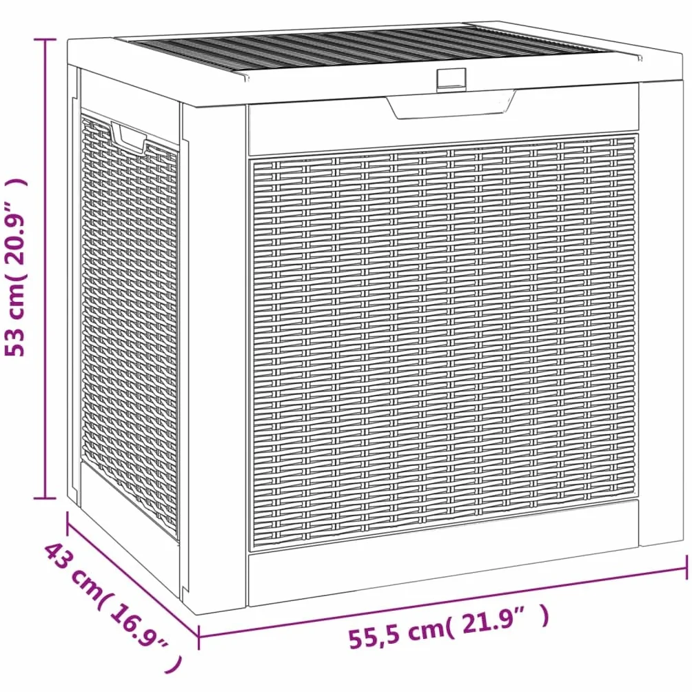 vidaXL Skrzynia ogrodowa, czarna, 55,5x43x53 cm, polipropylen