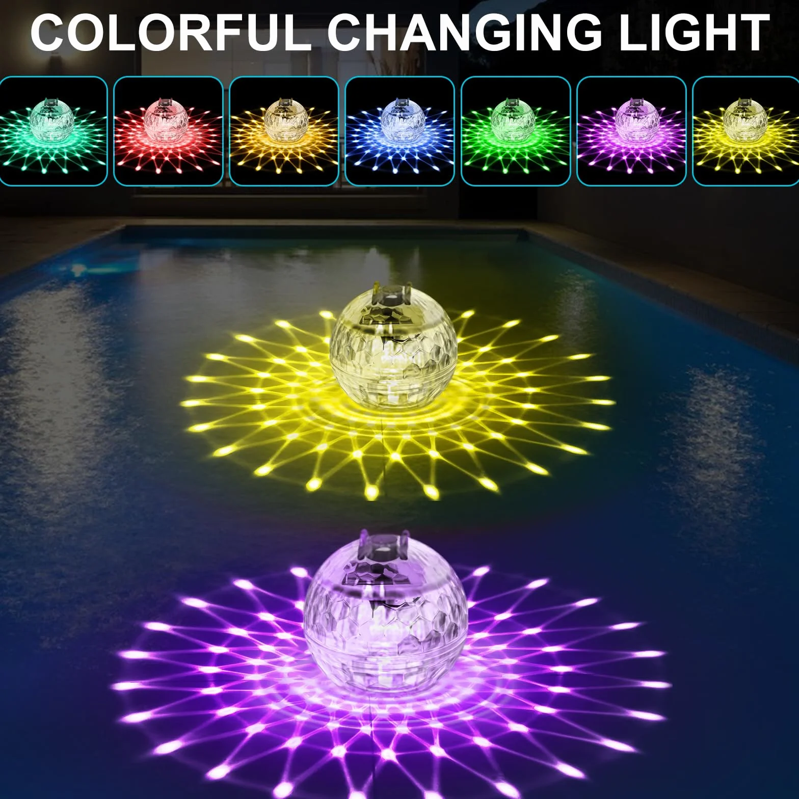 2 szt. Solar Basen Pływający Światła, 11 cm Solar Basen Lighting, Solar Basen Lighting, Solar Staw Lighting z oświetleniem RGB Zmiana koloru na basenie, fontanny