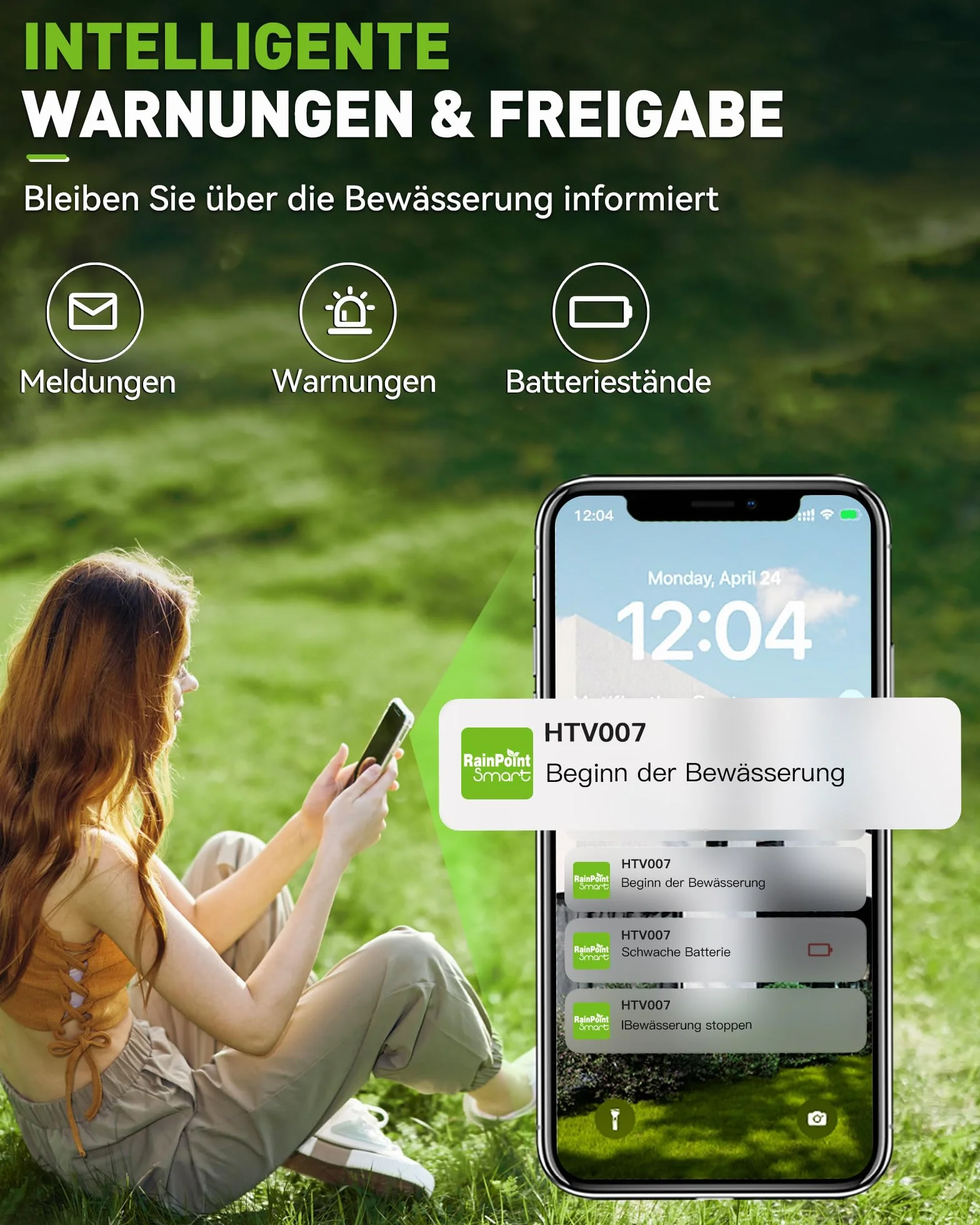 RAINPOINT Komputer do nawadniania WiFi 2,4 GHz z mosiężnym wejściem, inteligentny zegar do węża ogrodowego