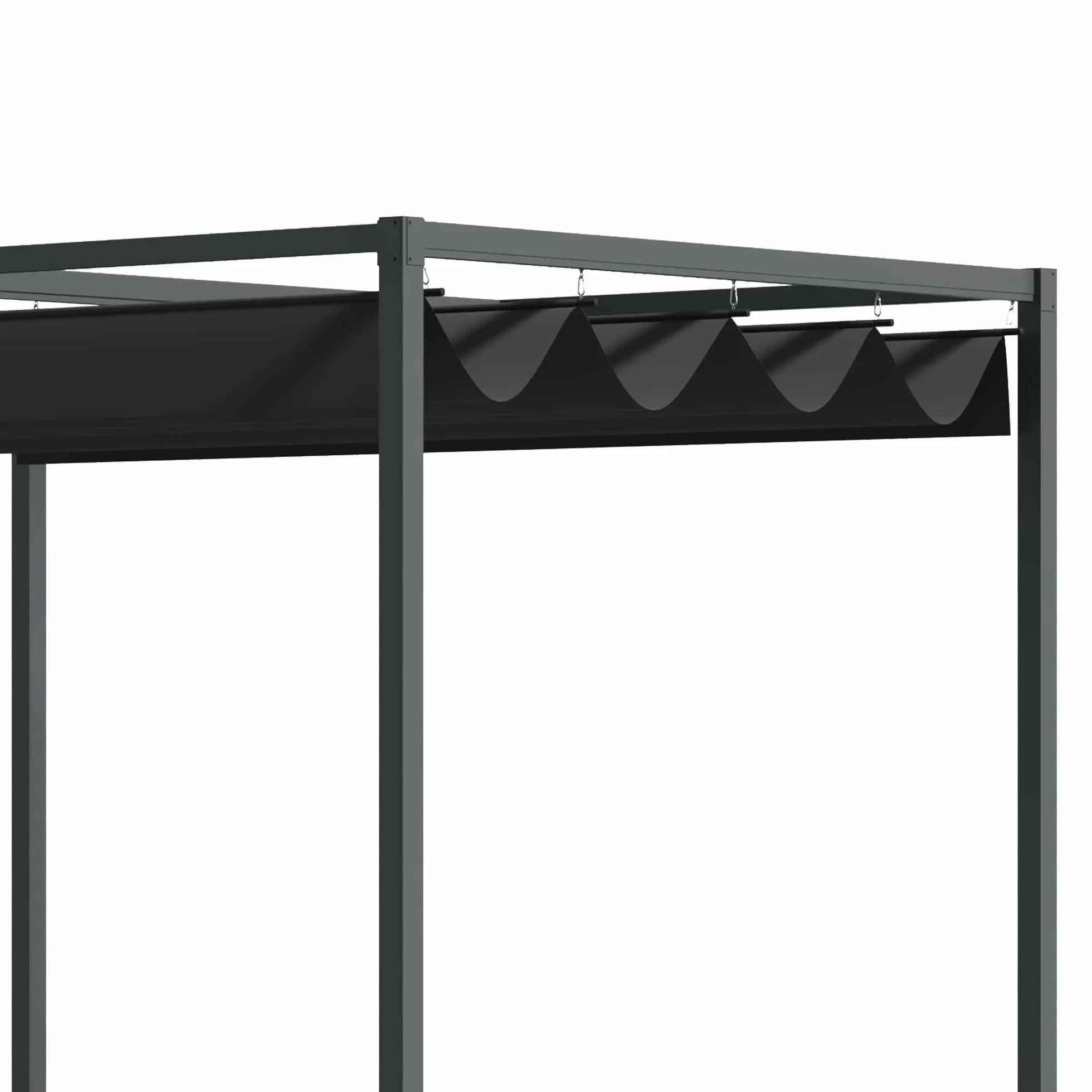 Outsunny Pergola Pawilon zadaszenie tarasu z rozsuwanym dachem, poliester czarny 298 x 213 x 222 cm