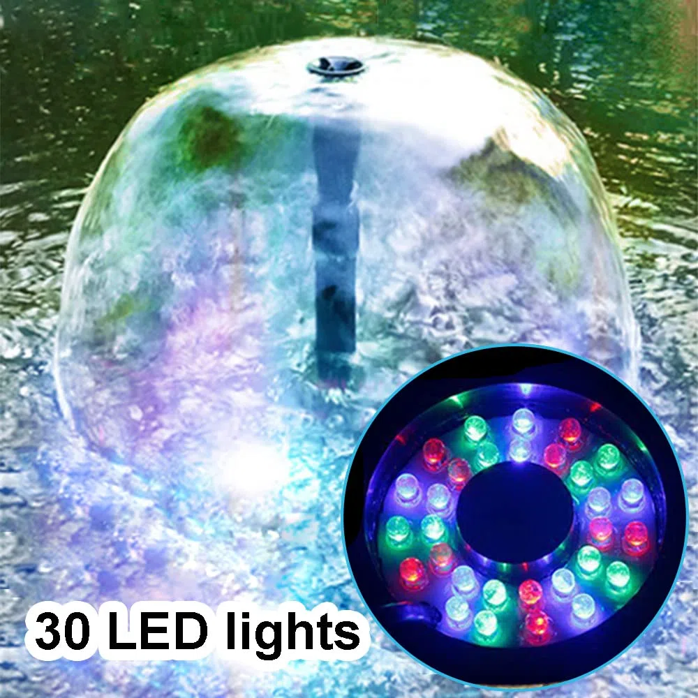 Zatapialna pompa wodna 25 W 2000 l/h ze światłami LED do stawów rybnych, łaźni dla ptaków, wodospadów, akwariów ogrodowych