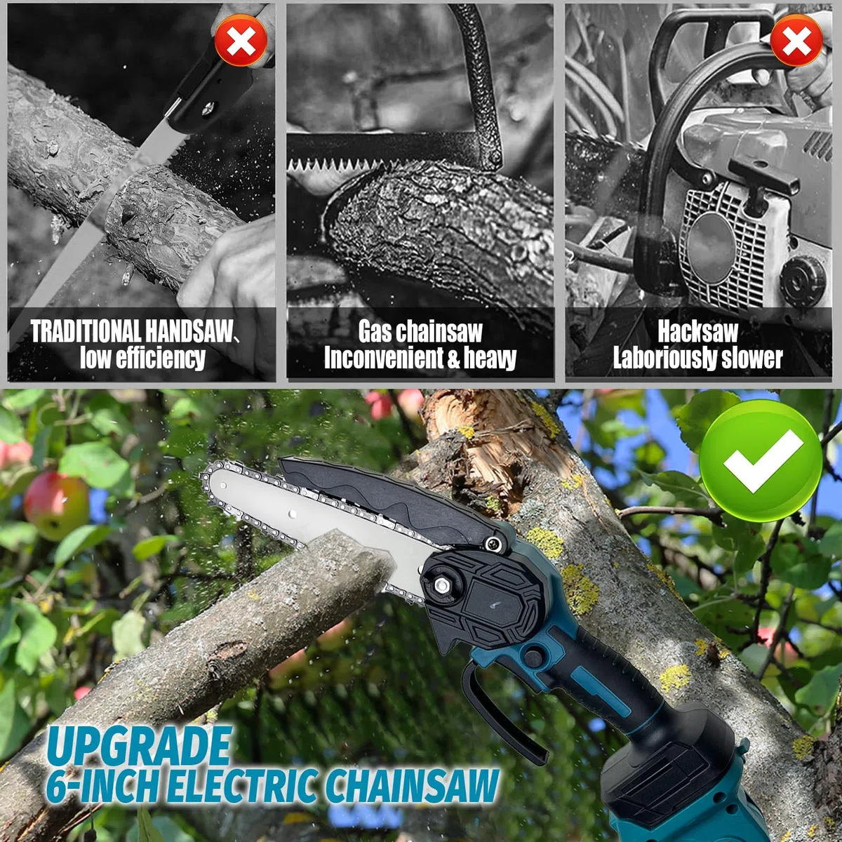 Akumulatorowa teleskopowa sekator z 2 bateriami 3000 mAh, 2 w 1, bezszczotkowa elektryczna piła do gałęzi, regulowany drążek do 2,5 m, głowica silnika obracana o 180°, ręczna piła łańcuchowa