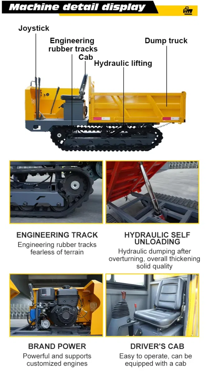 Mini wywrotka gąsienicowa, wywrotka gąsienicowa, mała wywrotka gąsienicowa do rolnictwa, transportu, hydraulicznego łóżka
