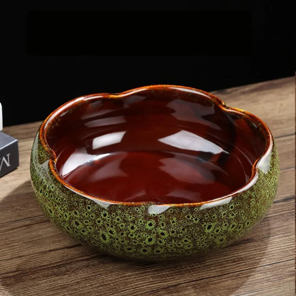 Ceramiczna doniczka z motywem lotosu do hydroponiki wewnętrznej, płytka doniczka w kształcie płatka do sukulentów, bonsai i roślin wodnych, idealna do nasion kwiatu lotosu