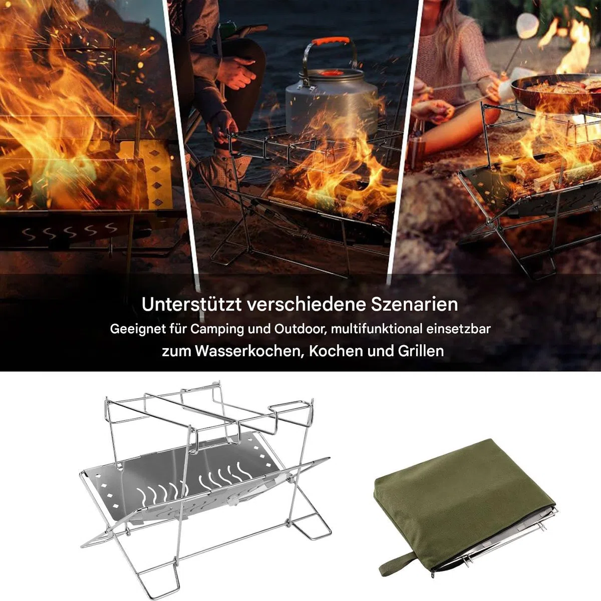 Do Stalowy Składany Na Ognisko Turystyczne | Przenośny Organizer Ogniskowy, Akcesoria Grillowe Do Ogrodu I Barbecue