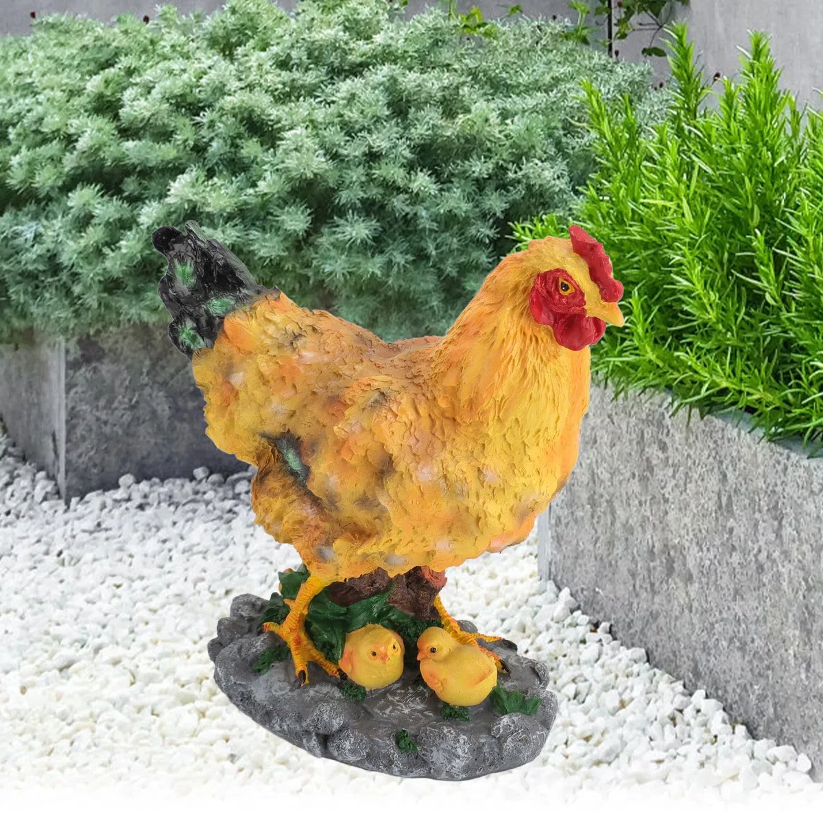 Statua Ogrodowa Kury, Rzeźby Z Kurczaka Z Żywicy Na Świeżym Powietrzu Z Małymi Pisklętami, Dekoracje Z Kurczaka Ogrodowego do Dekoracji Biurka Krajobrazowego