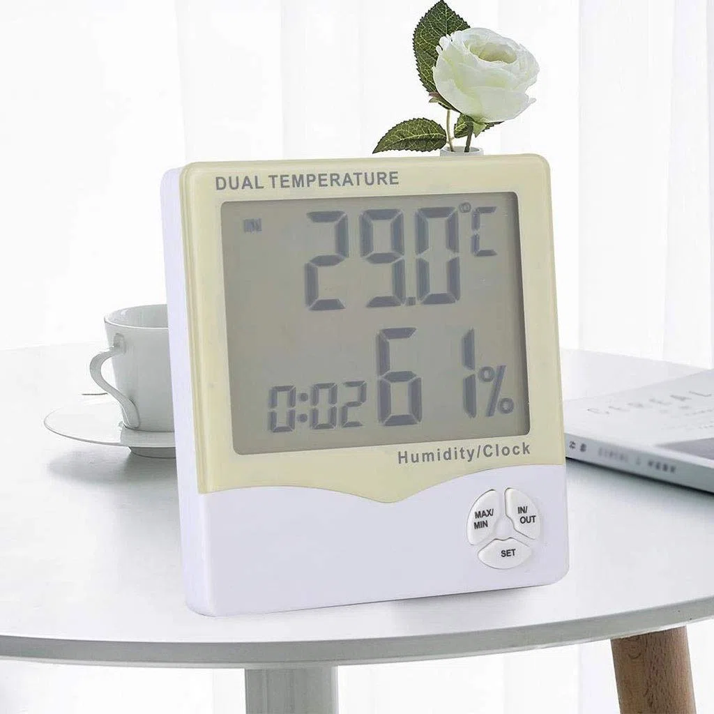 Cyfrowy termometr z higrometrem do użytku w pomieszczeniach, z pomiarem wilgotności powietrza, dokładnym monitorem temperatury, wilgotności, do domu, biura, szklarni, ogrodu wewnętrznego