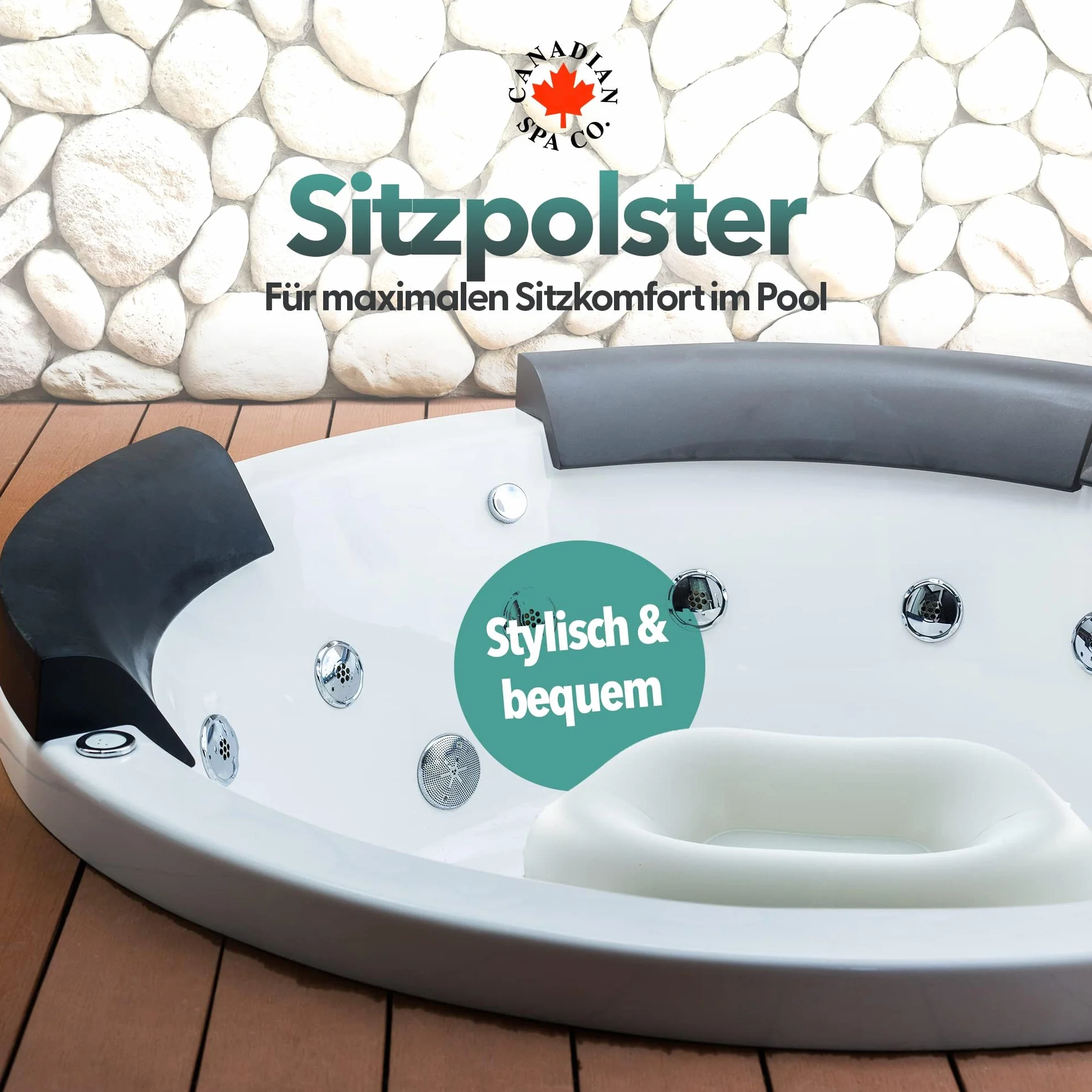 CANADIAN SPA CO. Poduszka do siedzenia na basenie wypełniona wodą, nadmuchiwane siedzisko podwyższające, wygodne podparcie, akcesoria do