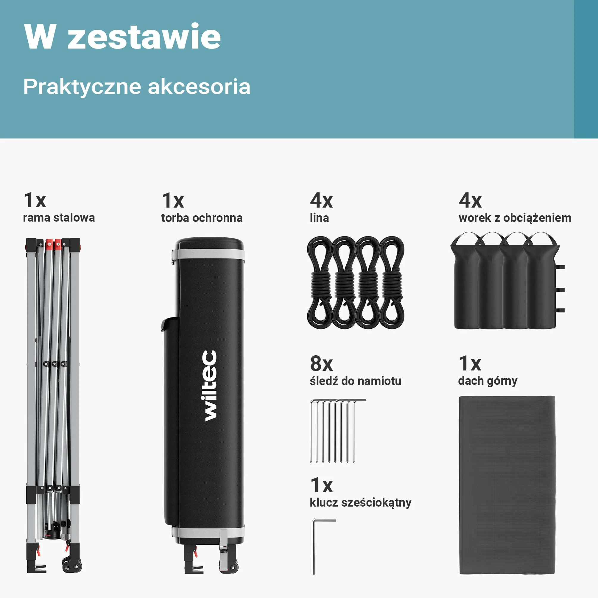 Wiltec Pop-up Pawilon składany na kołach pawilon ogrodowy szary 3x3m One push namiot imprezowy