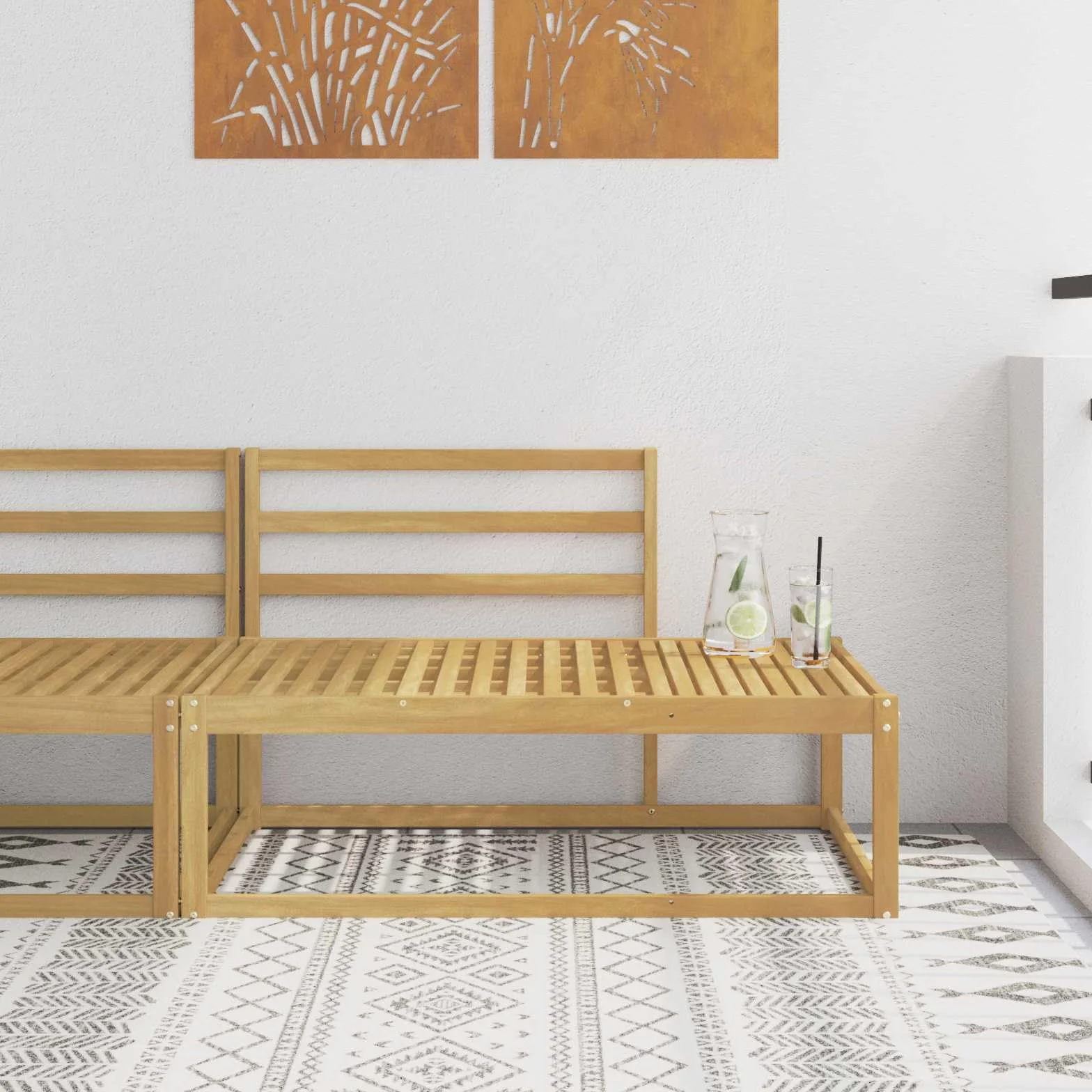 vidaXL Sofa końcowa na zewnątrz Biały 115 x 83 x 73 cm, Meble Ogrodowe na Balkon, Nowoczesny Modułowy Styl, Wytrzymały Relaks w Eleganckiej Formie