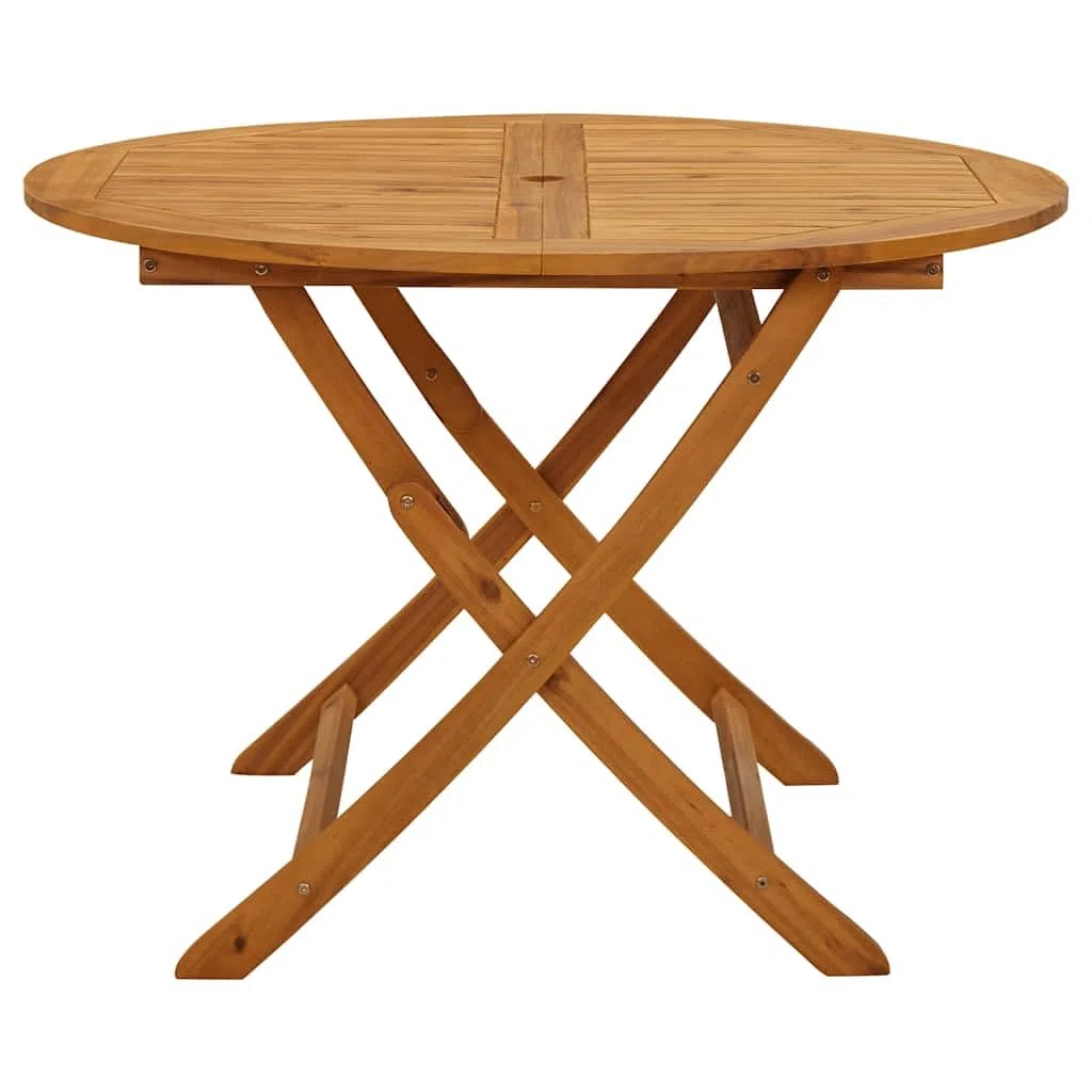vidaXL Składany stół ogrodowy, 110 cm, lite drewno akacjowe, stolik ogrodowy, drewniany stół bistro