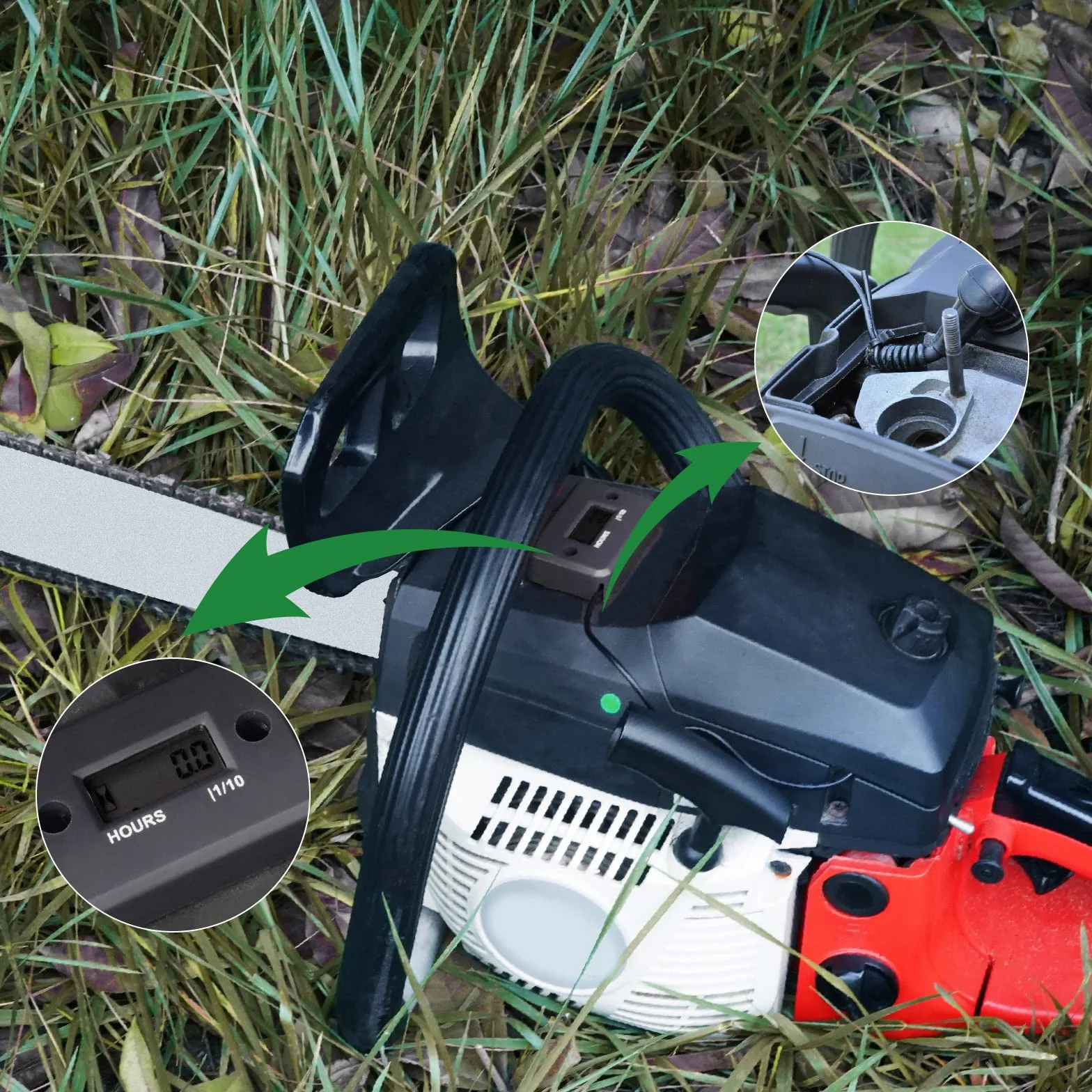 Yooreal cyfrowy indukcyjny licznik godzin Wodoodporny IP68, działa na różnych ZTR/Riding Kosiarka do ziemi Trymer UTV Brush Cutter Tractor ATV Łódź zaburtowa itp (HM006A Czarny)