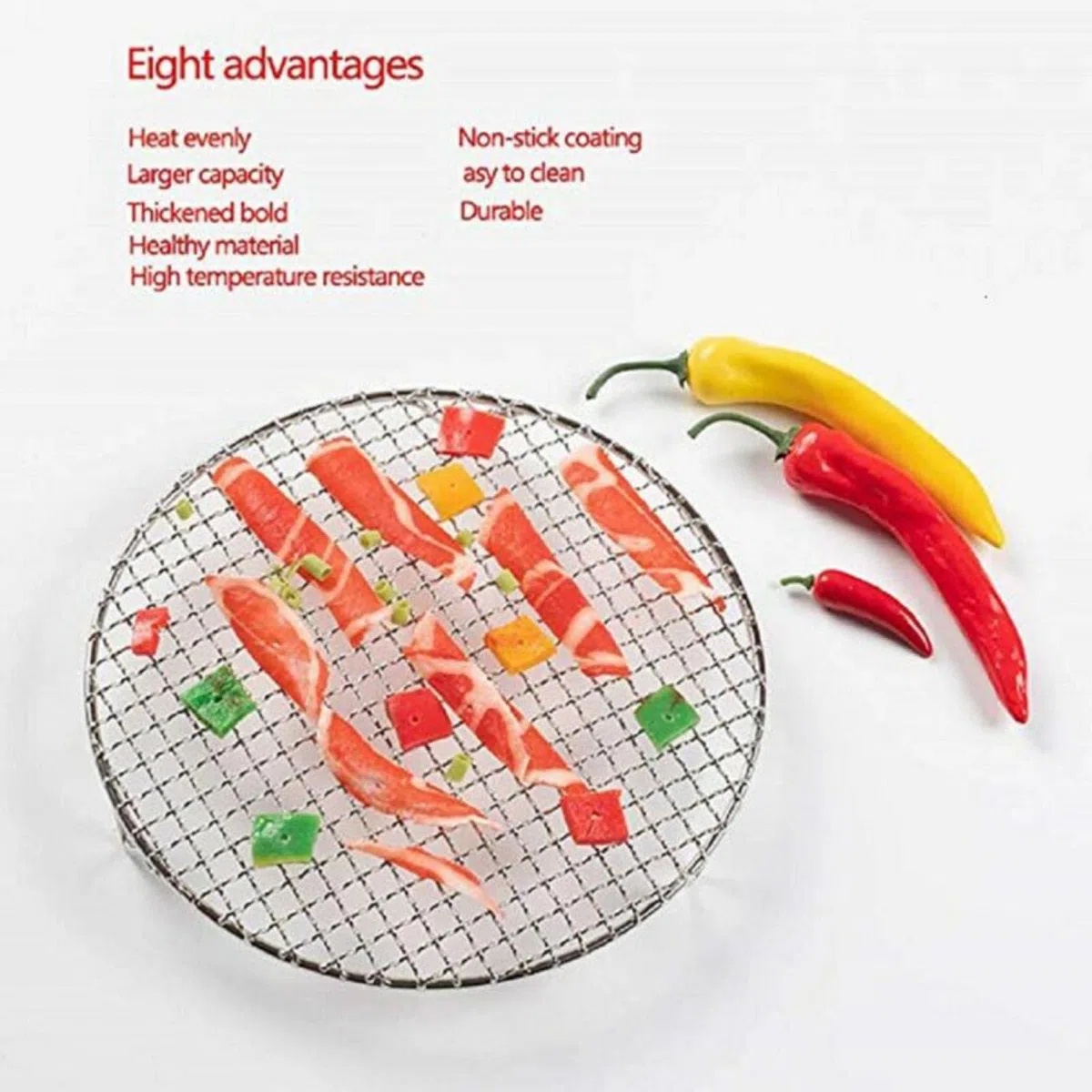 Artykuły do ​​pieczenia, Okrągły grill ze statywem, okrągły grill ze stali nierdzewnej, siatka druciana do grilla - ruszt do grilla, do gotowania/pieczenia żeberek, ciasteczek(240mm)