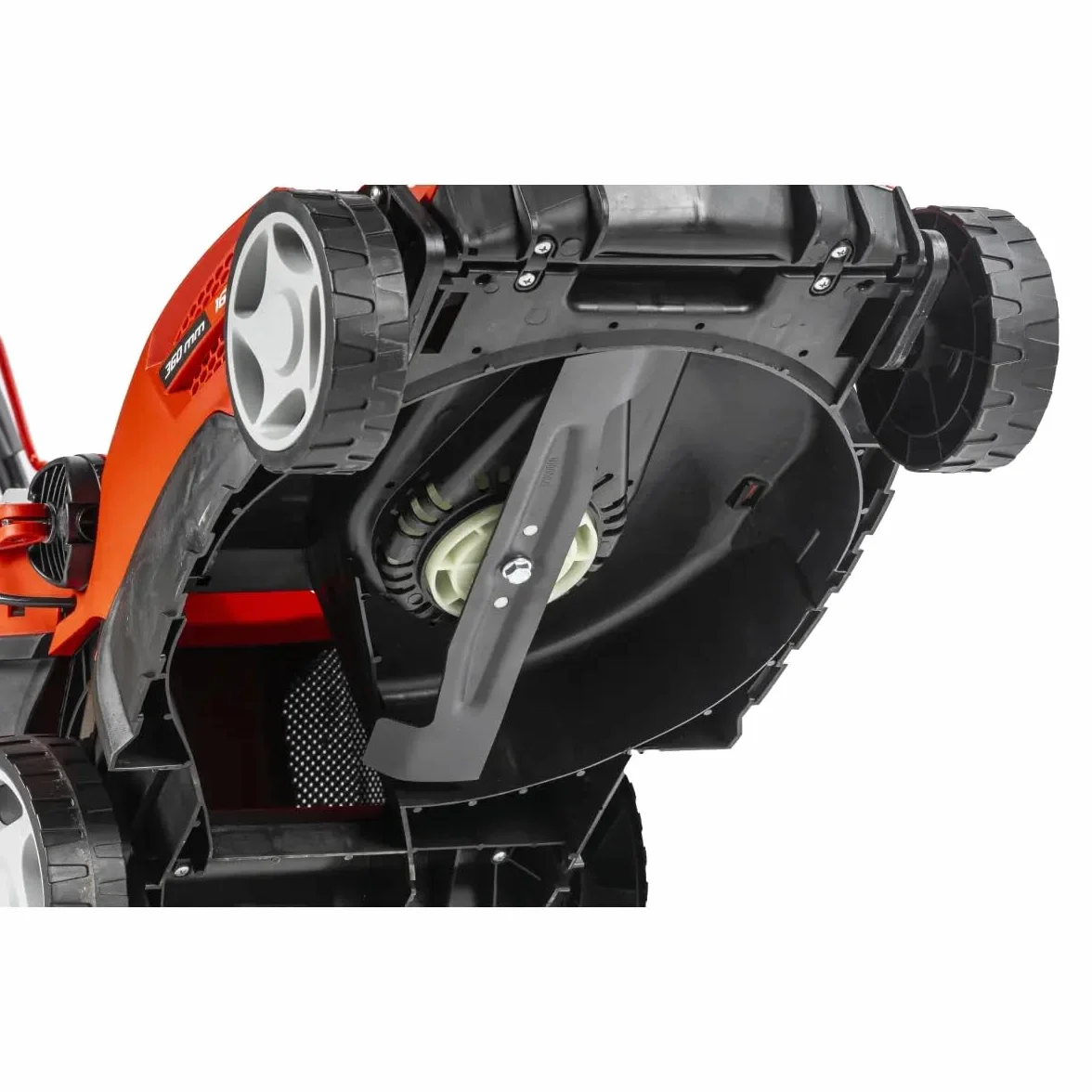 Kosiarka elektryczna Garden DEDRA, szerokość cięcia 360 mm, wszystkie rodzaje trawy – worek na trawę 40 l, 1600 W, cięcie 20-70 mm. Składana, waga 15,5 kg z ergonomicznym uchwytem