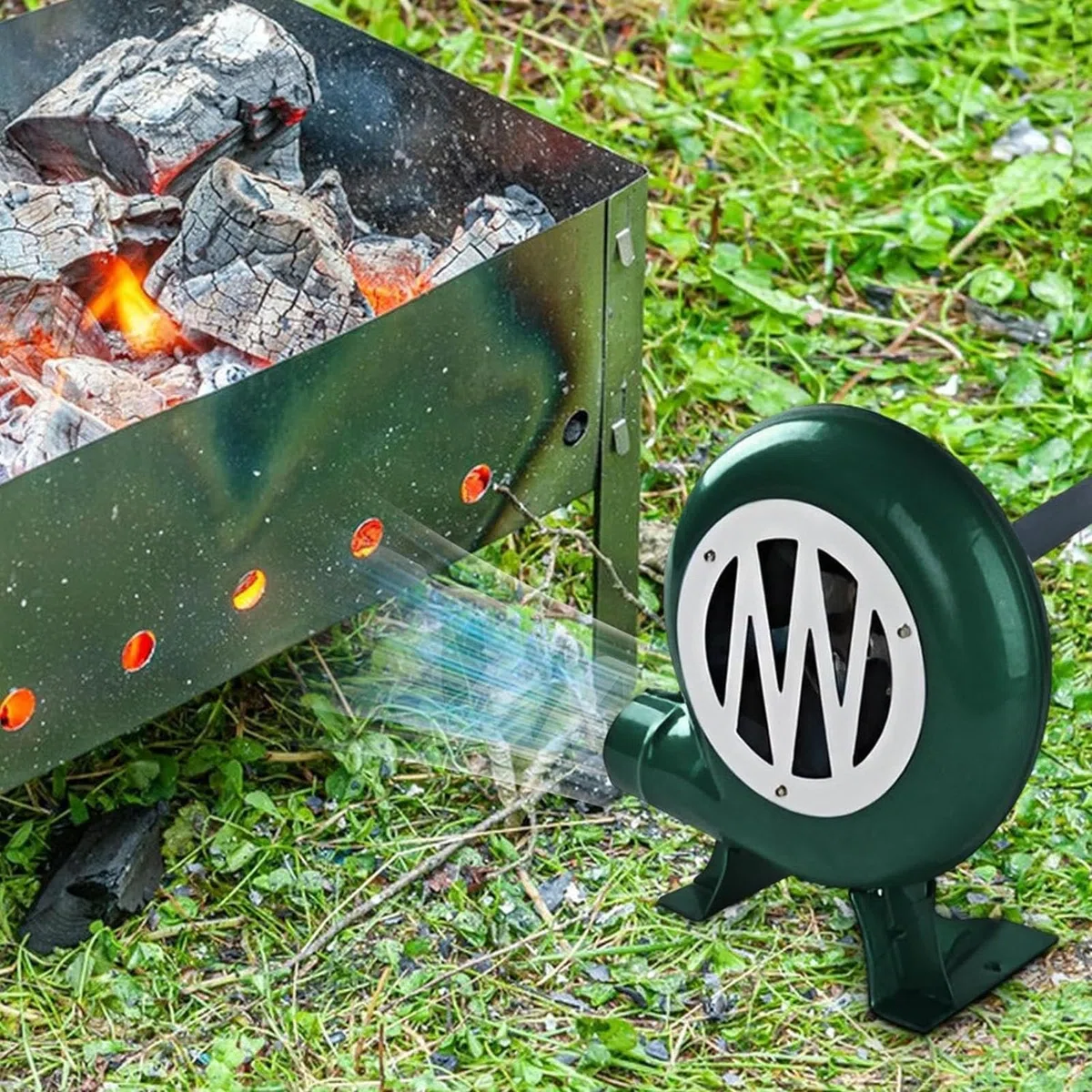 Ręczny wentylator do grilla, dmuchawa korbowa, dmuchawa do grilla, grill na węgiel drzewny, na kemping, piknik, 200 W