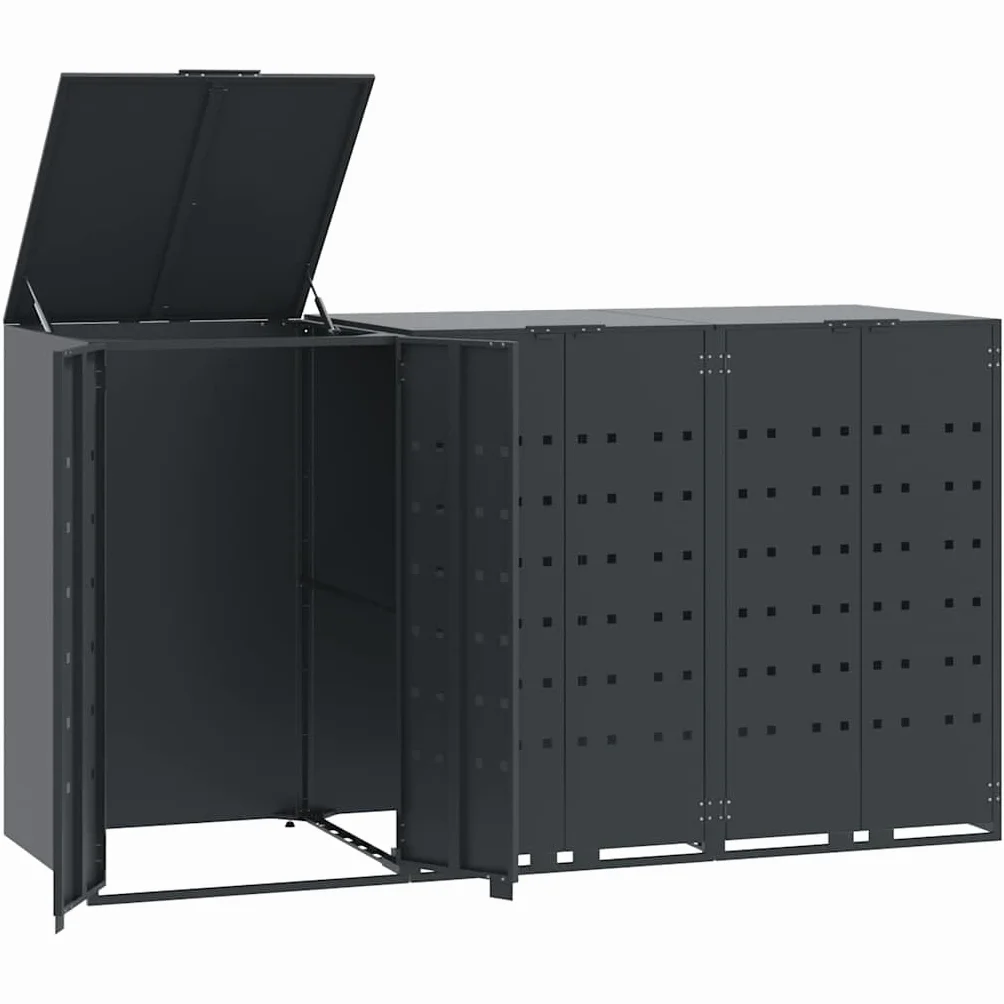 vidaXL Obudowa na 3 kosze na śmieci, antracytowa, 207x79x117 cm, zabudowy koszy na śmieci, obudowa koszy na śmieci, zabudowa kosza na śmieci