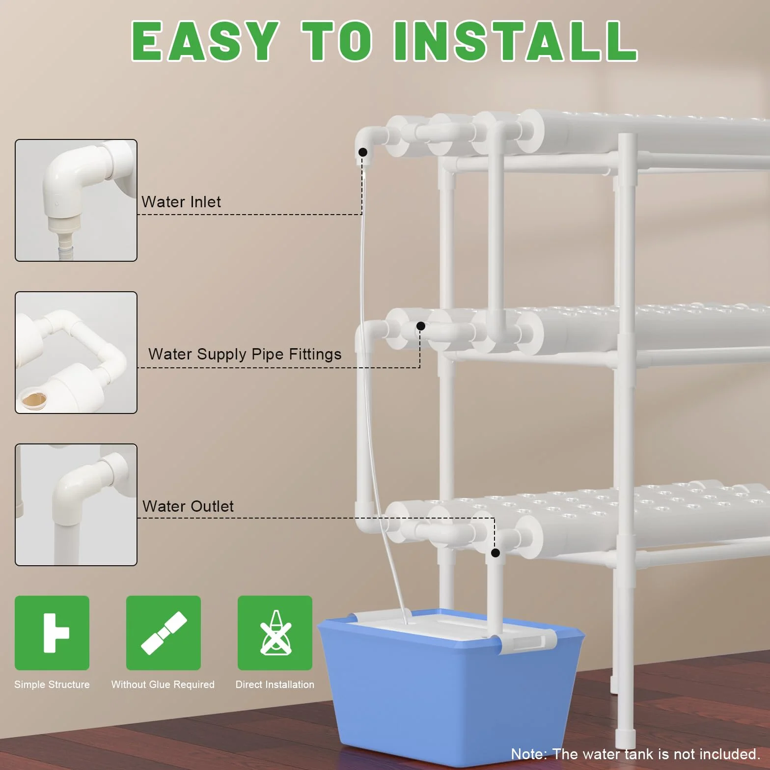 Hydroponic System Hydroponic Grow Kit bezglebowe systemy do uprawy roślin, 108 miejsc dla roślin, 3 warstwy, rośliny, warzywa, hydroponika, do domu, na balkon, do ogrodu, na balkon