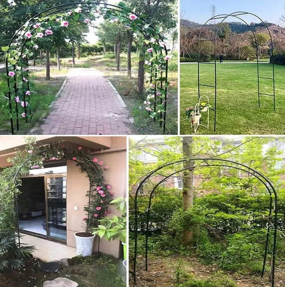 Czarna stalowa altanka ogrodowa łuk ślubny metalowa altanka Pergola rama rurowa krata brama do pnącza róże winorośli 180Cm 140Cm 240Cm szerokości,Black,W3.5M*H2.2M