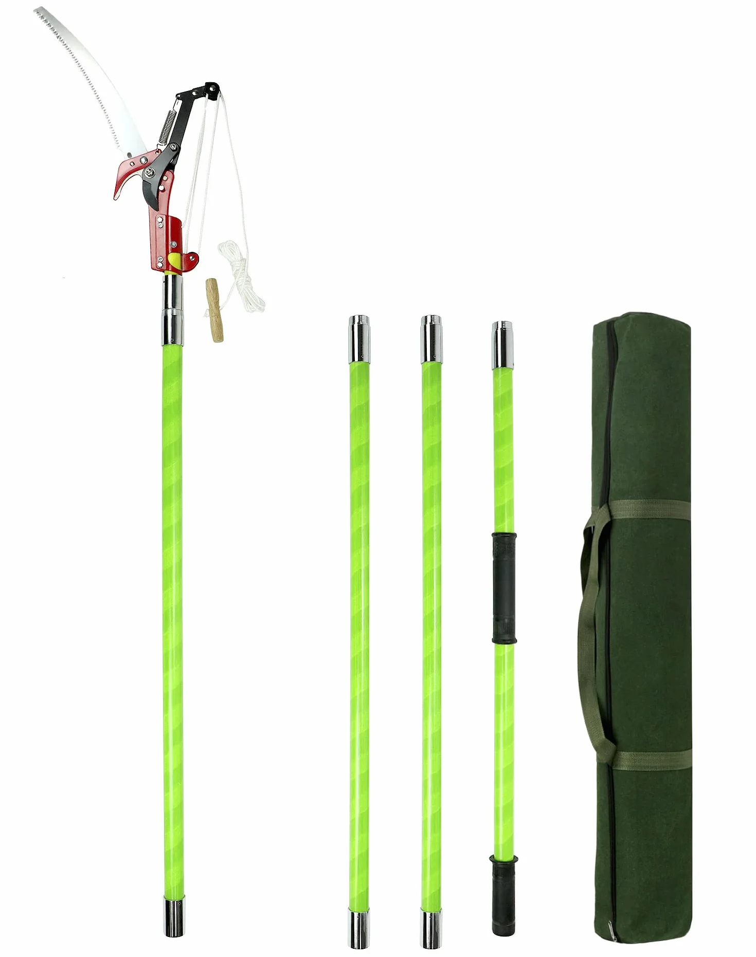 QWORK® Teleskopowe nożyce do żywopłotu z brzeszczotem ze stali stopowej do wysokich gałęzi, osiągają wysokość 1m - 4m