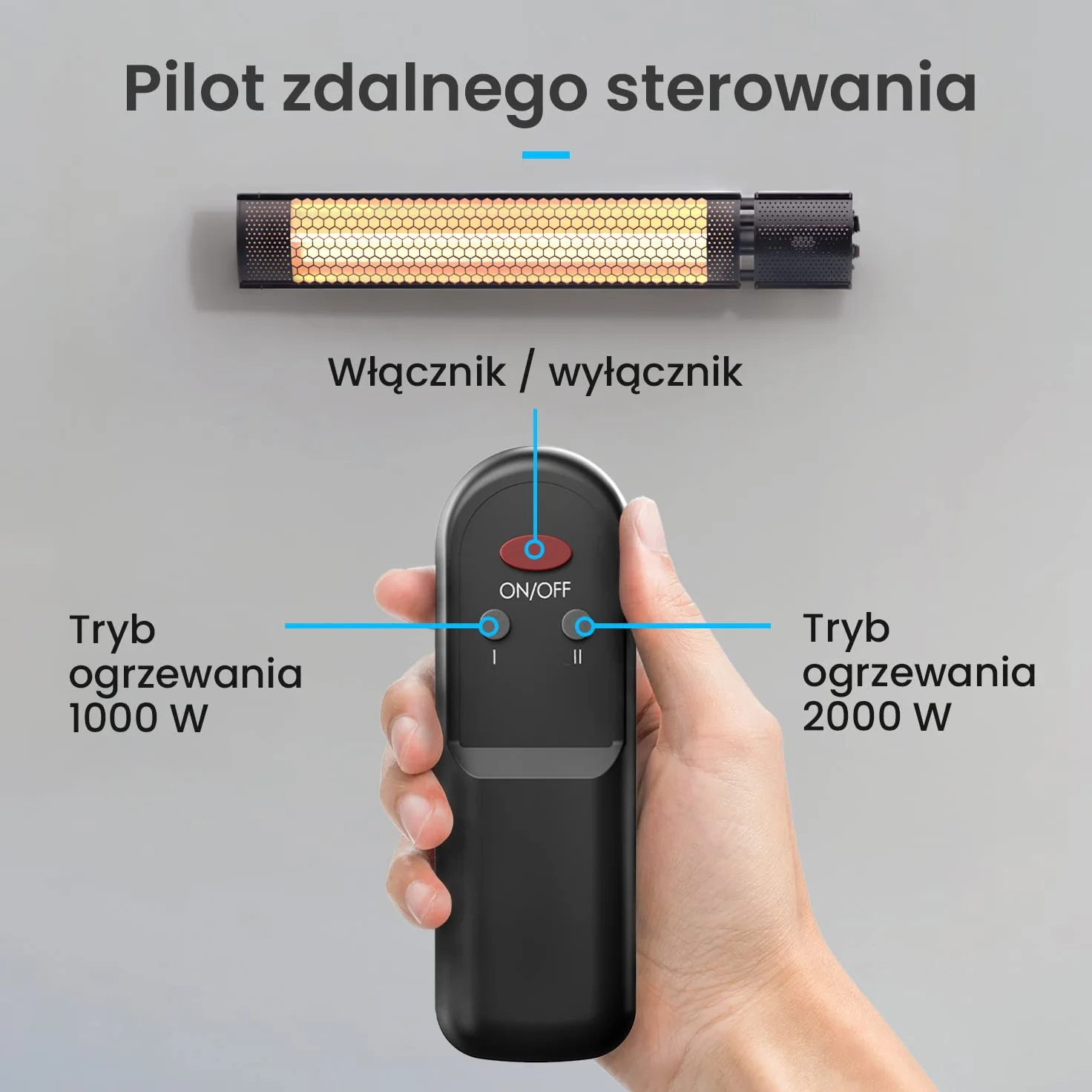 ProBreeze Grzejnik na Podczerwień Promiennik Ciepła, Pionowy z Pilotem Zdalnego Sterowania, Elektryczny na Taras Balkon Kemping, Naścienny Kolumnowy, Wodoodporny, 1000W 2000W