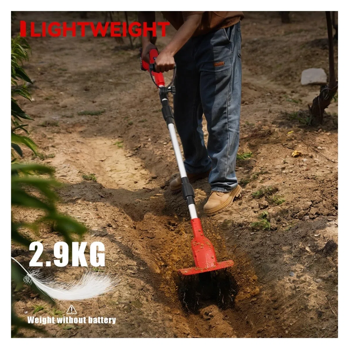 15CM Bezszczotkowy Elektryczny Glebogryzarka Kultywator Kosiarka Akumulatorowa Wertykulator Akumulatorowy Elektronarzędzie Ogrodowe Na Pin Akumulatora DużA Moc(Without Battery)