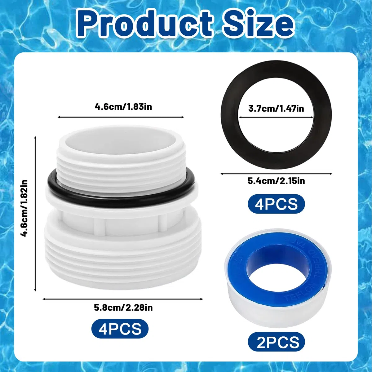 4 szt. Adapter węża basenowego, zestaw złącza basenowego 4560,4560 wąż basenowy 40 mm do 1 1/2 cala, kompatybilny z pompami filtrującymi Intex Coleman