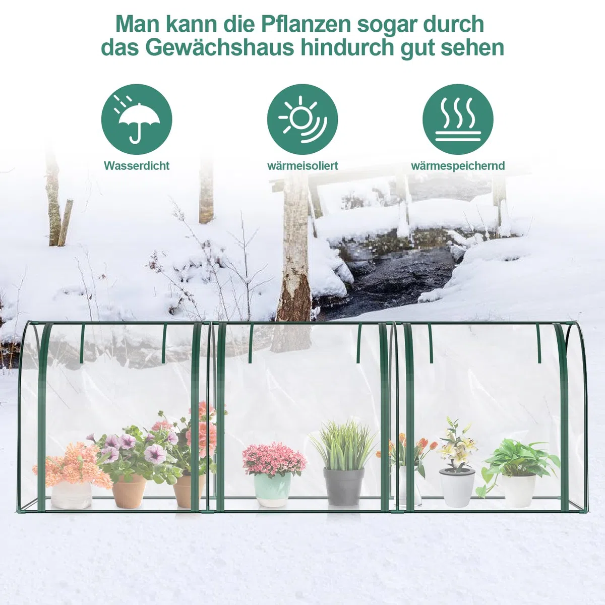 Szklarnia z folią PCW, 270 x 90 x 90 cm, rura stalowa o średnicy 16 mm, zwijane drzwi, domek na pomidory, szklarnia do chodzenia po zimnie, deszczu i mrozu, biała