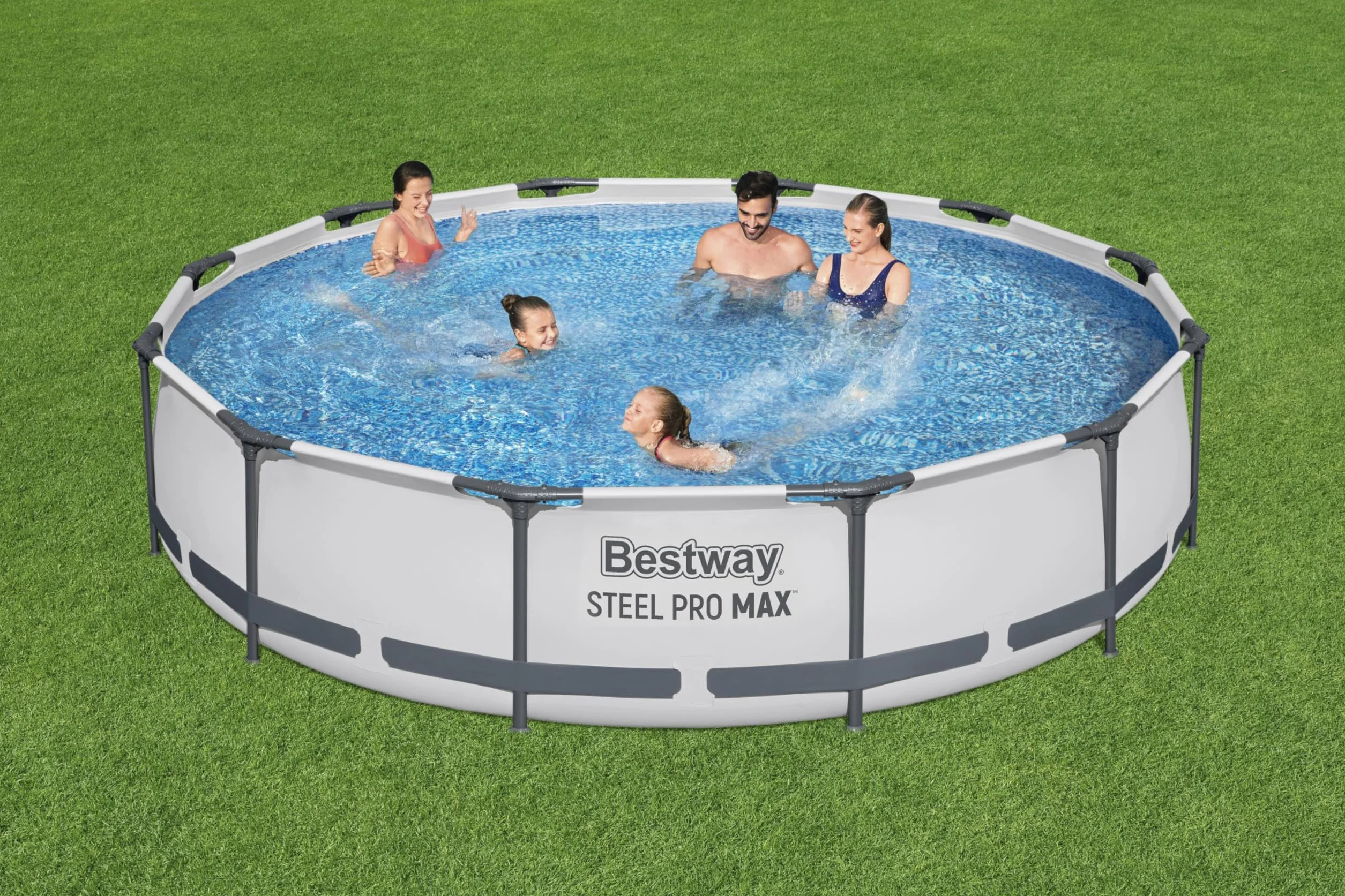 Bestway Steel Pro MAX Frame zestaw basenowy z pompą filtrującą, Ø 366 x 76 cm, jasnoszary, okrągły