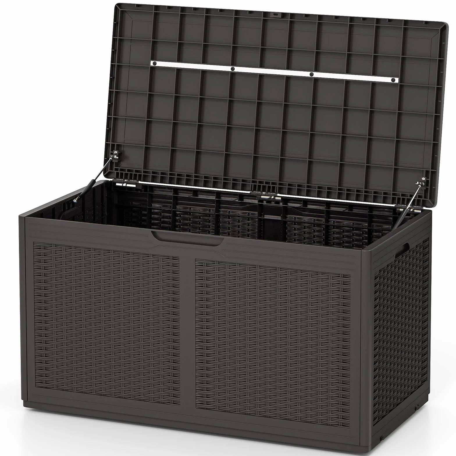 GIANTEX Skrzynia do przechowywania 380 l wodoodporna imitacja rattanu 111x56x61 cm brązowa