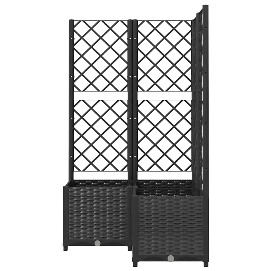 Duży pojemnik na rośliny z kratką 80 x 80 x 136 cm polipropylenowy ogrodowy balcony Outdoor Flower Pot with Support for Herbs Sukulents and Orchids