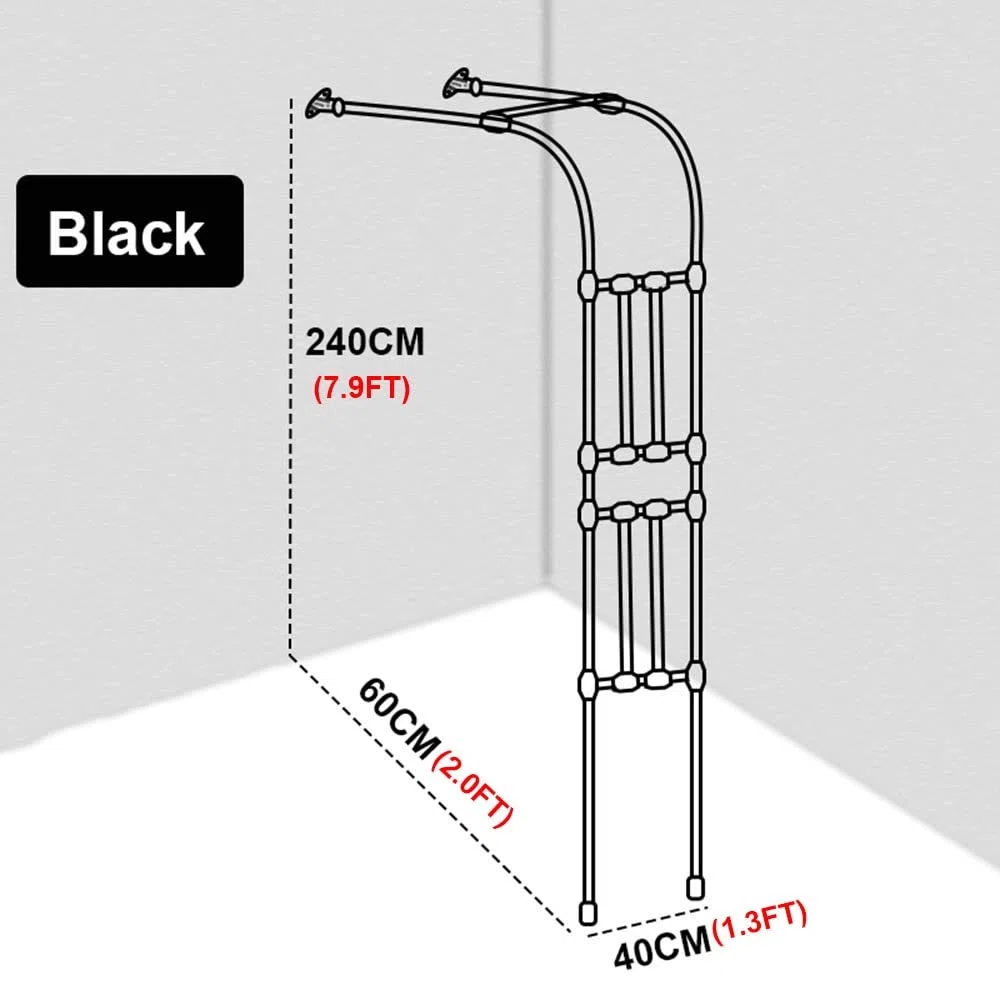 Metalowa altana ogrodowa z powłoką PE, 240 cm, wysoka, odporna na rdzę, kratka na róże i pnącza, od strony ściany, do samodzielnego wykonania, elegancka czarno-biała dekoracja ogrodowa (szer. 120 x