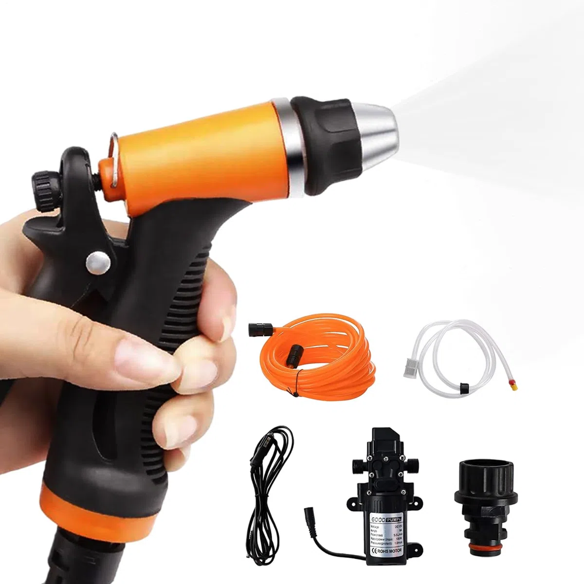 Myjka ciśnieniowa 12 V, pompa wodna 12 V, elektryczna pompka 160PSI | Elektryczna myjka wysokociśnieniowa, stal nierdzewna o wysokiej intensywności, wydajny prąd 12 V do umywalni, podlewania kwia