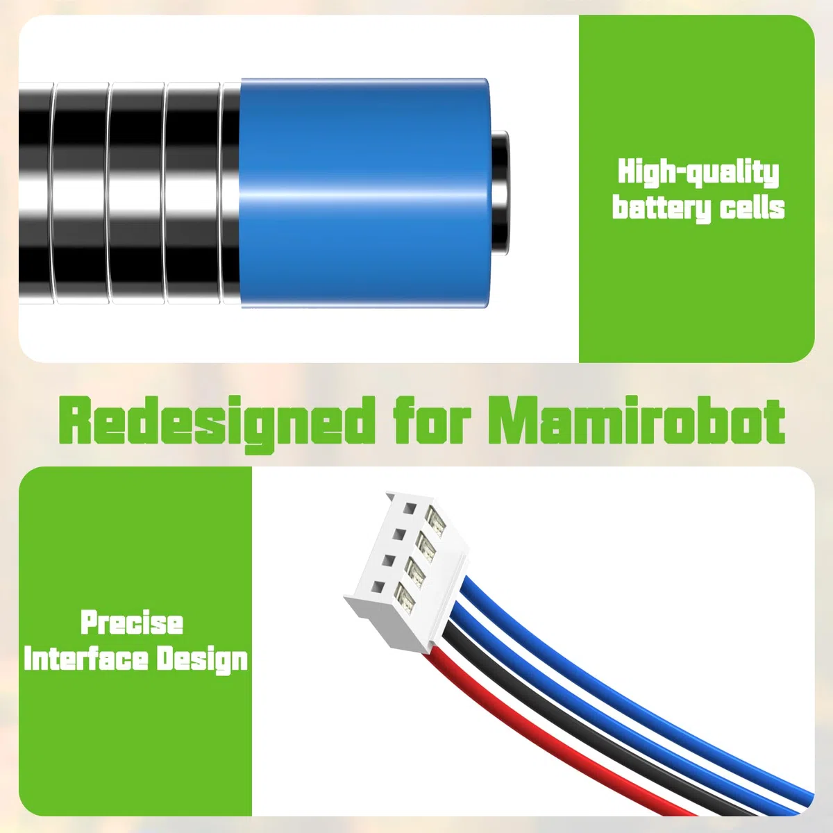 Akumulator zastępczy 14,4 V 4000 mAh Ni-MH o wyższym bezpieczeństwie i dłuższym czasie pracy – Mamirobot K3, K5, K7, KF5, KF7, 416, 461 odkurzacz