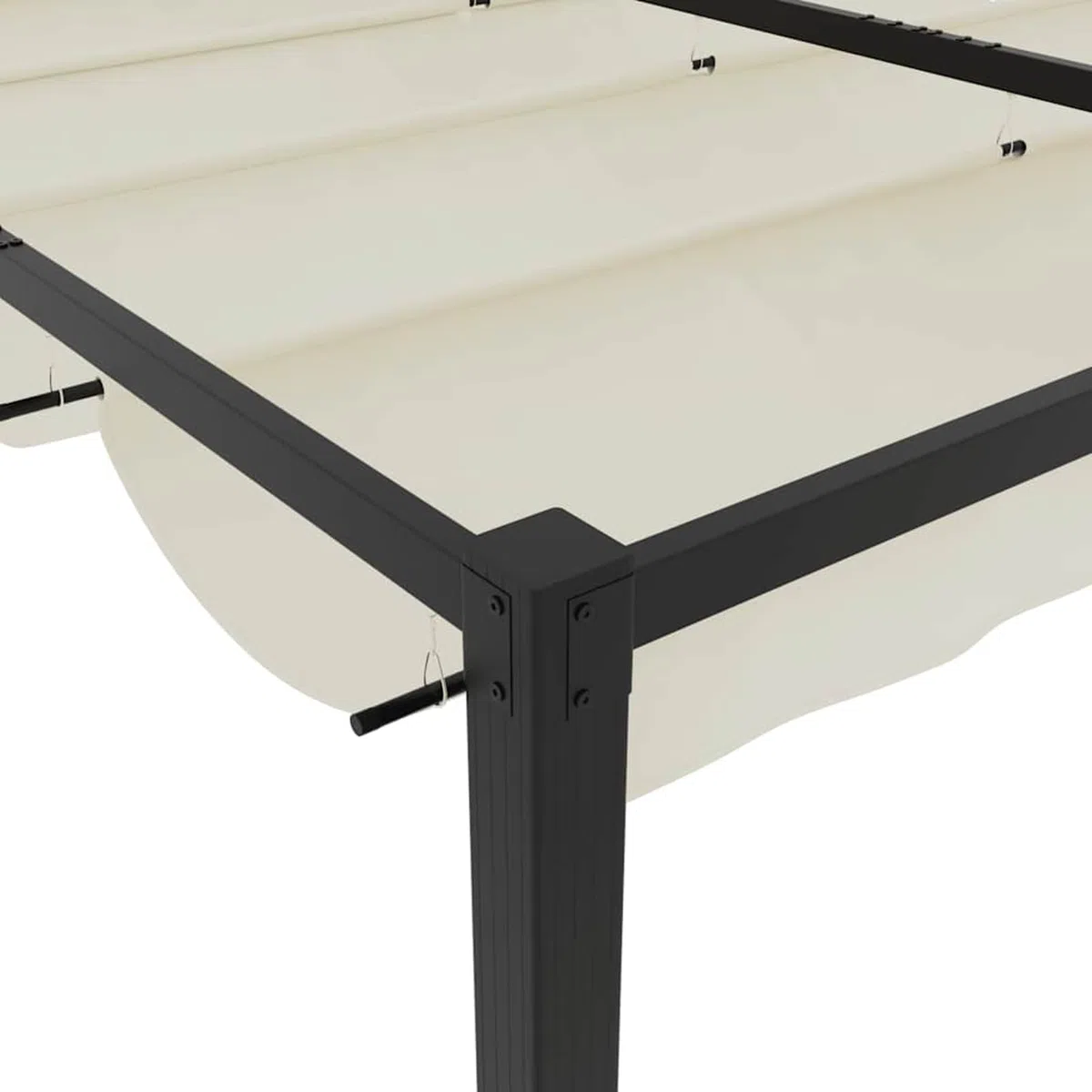 Pawilon ogrodowy 3 x 3 m z wysuwanym dachem, rama stalowo-aluminiowa, antracytowa, kremowo-poliestrowy dach, odporny na warunki atmosferyczne, do jedzenia na świeżym powietrzu i relaksu