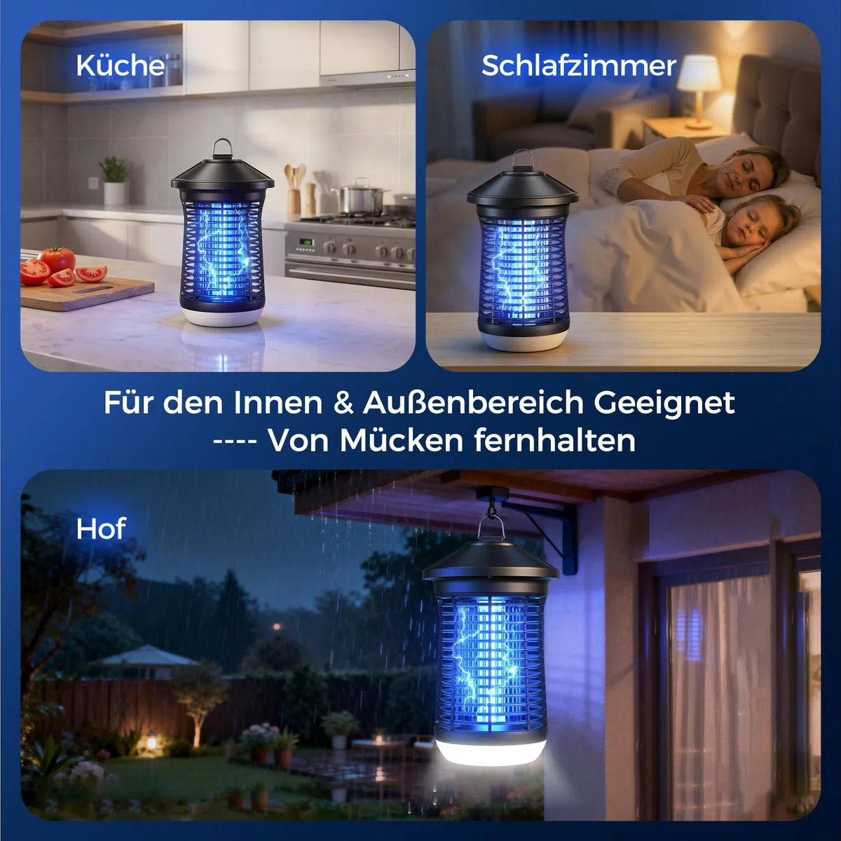 Mowend Elektryczna pułapka na owady, 4200 V, 18 W, lampa na komary UV, do użytku wewnątrz i na zewnątrz, kabel 1,5 m, pułapka na muchy owocówki, elektryczna