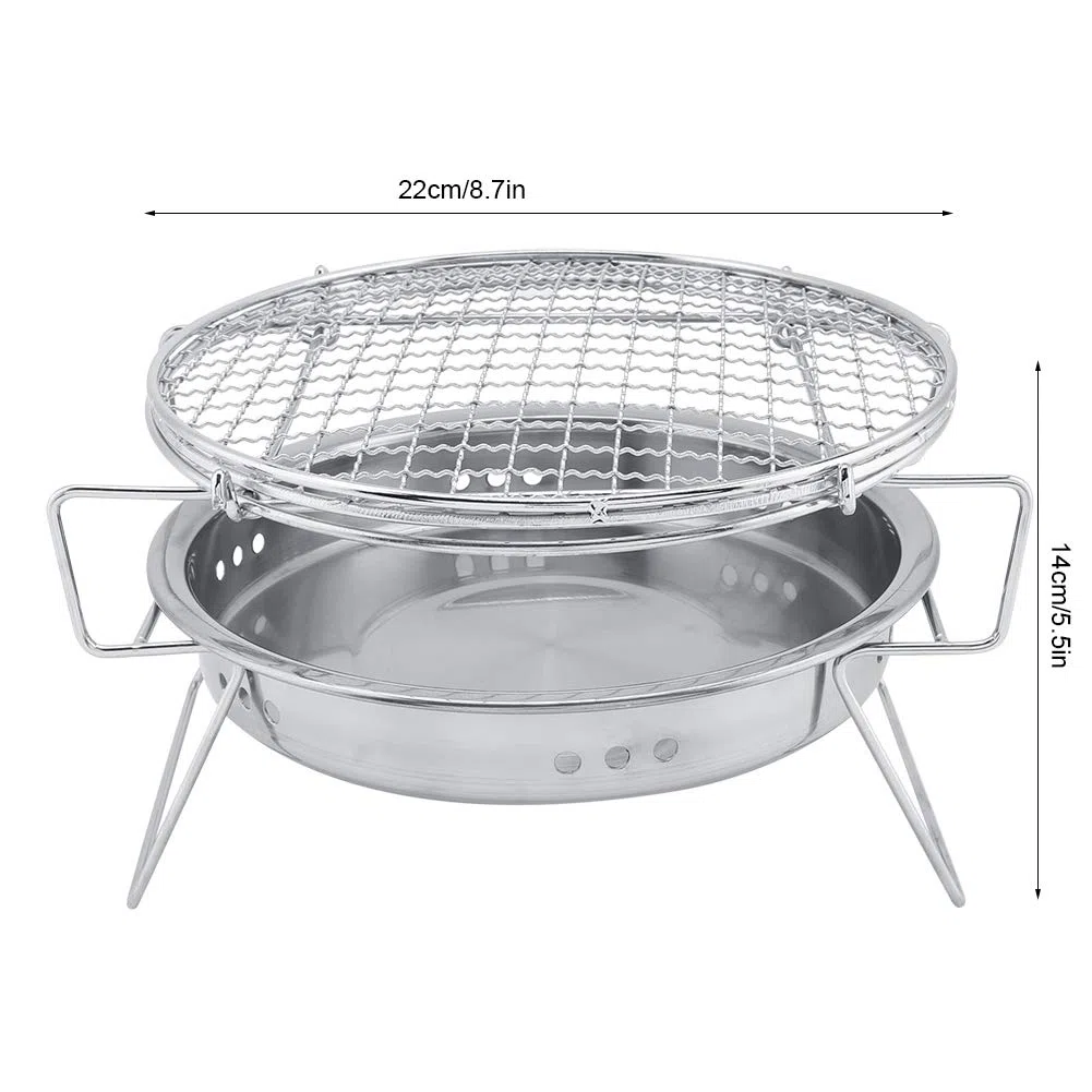Przenośny grill ze stali nierdzewnej okrągła kuchenka kempingowa do gotowania na świeżym powietrzu / patio / nic mini składany grill z torbą do przenoszenia dla łatwej podróży