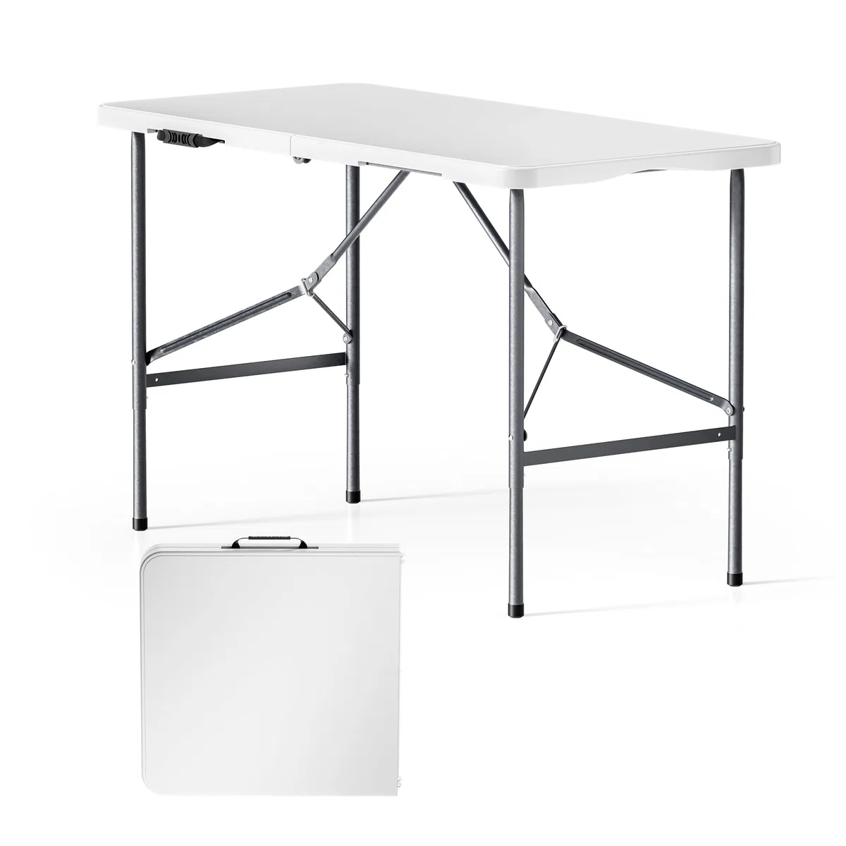 Wiltec Składany stół cateringowy, bankietowy, turystyczny 122x60x75 cm, stolik ogrodowy z uchwytem, stół kempingowy składany do ogrodu i na biwak