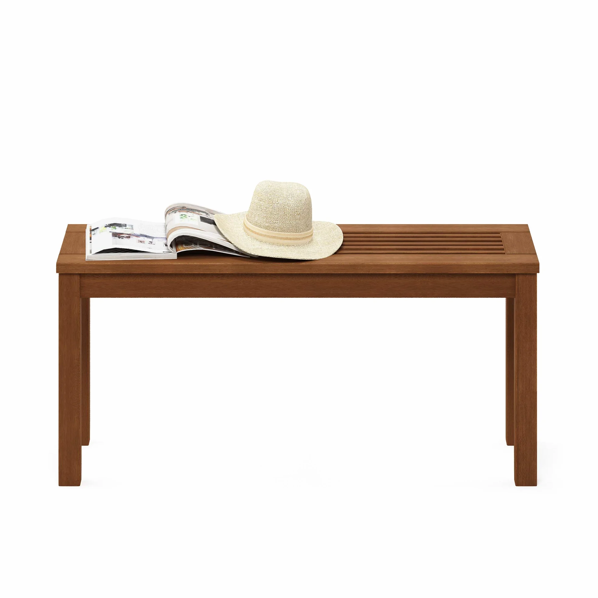 Furinno Ławka z twardego drewna Promo bez pleców z oleju tekowego, drewno, naturalna, 99,82 (szer.) x 46,99 (wys.) x 30,23 (gł.) cm