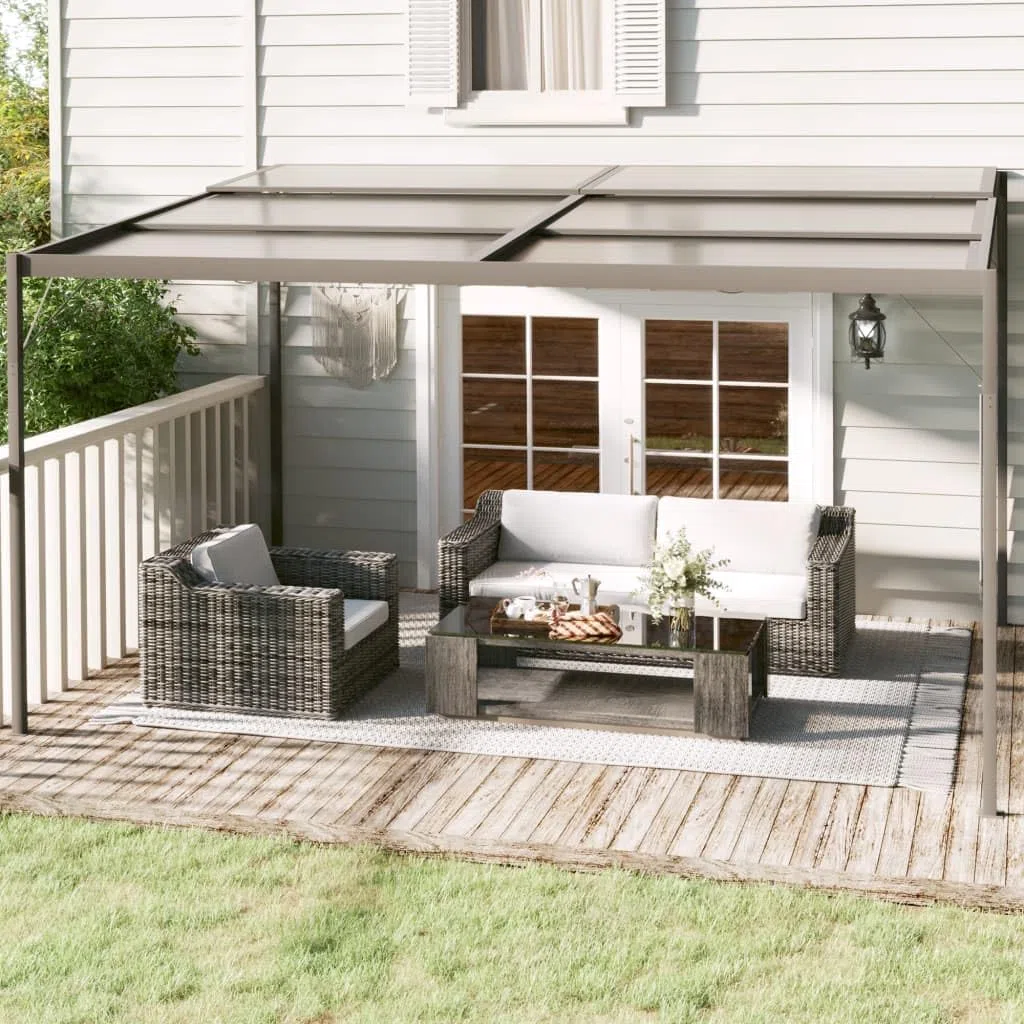 Pawilon ogrodowy, antracyt, 4 x 3 x 2,5 m, aluminium i stal, ze stabilnym dachem, na taras, balkon i imprezę w ogrodzie, idealny na grillowanie, wesele, festiwal i wydarzenie