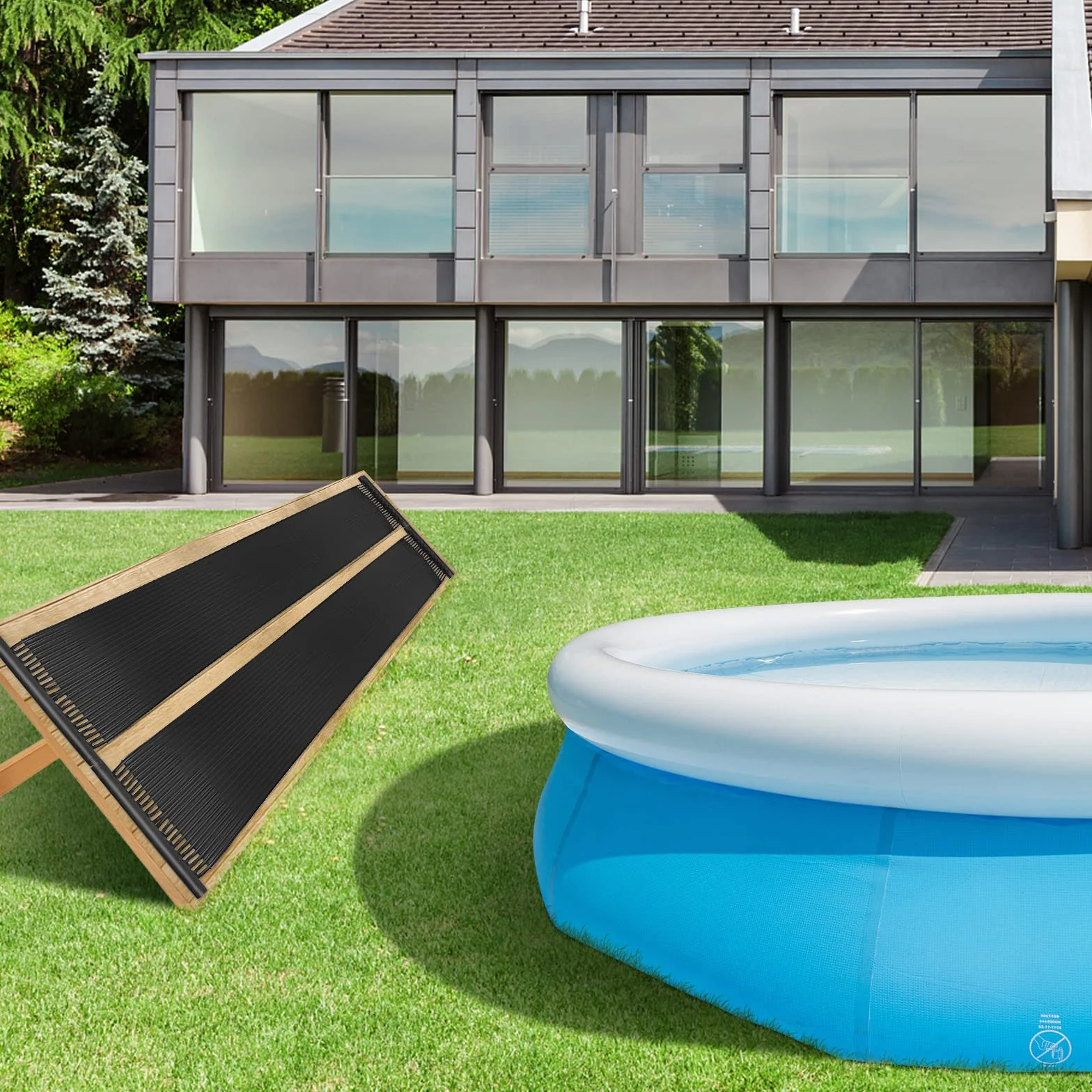 COSTWAY Kolektor solarny ogrzewanie basenu, 500 x 75 cm, ogrzewanie solarne z tworzywa sztucznego odpornego na promieniowanie UV, ogrzewanie basenowe do 21500 l, czarny
