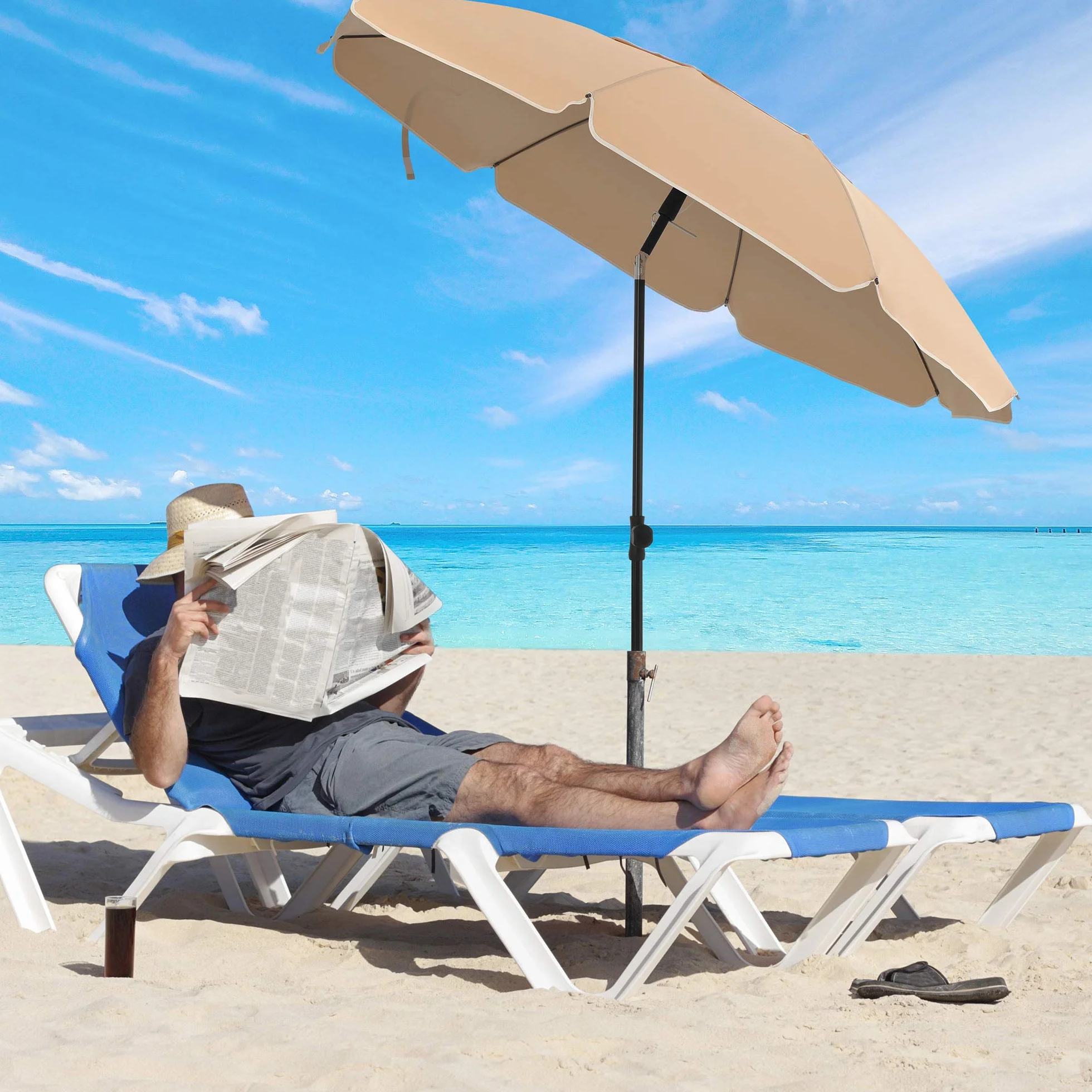 SONGMICS Parasol plażowy, Ø 160 cm, parasol ogrodowy, ochrona UV do UPF 50+, składany, ochrona przeciwsłoneczna, przenośny, żebra parasola wykonane z włókna szklanego, ciemnoszary GPU60BR