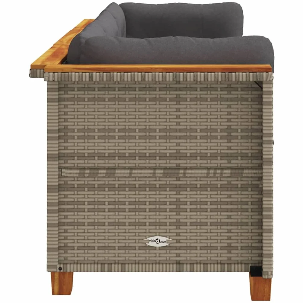 vidaXL 3-osobowa sofa ogrodowa z poduszkami, szara, polirattan, kanapa ogrodowa, siedzisko ogrodowe, sofa 3 osobowa, kanapy ogrodowe