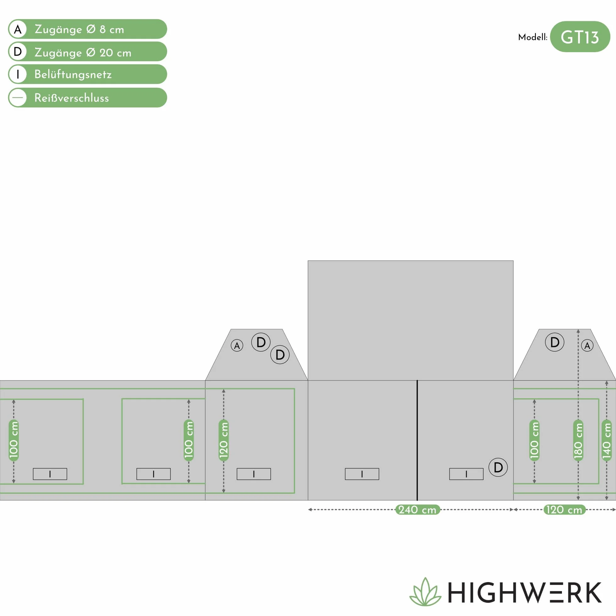 Namiot do uprawy 240 x 120 x 200 cm MyHomeGrow czarno-zielony