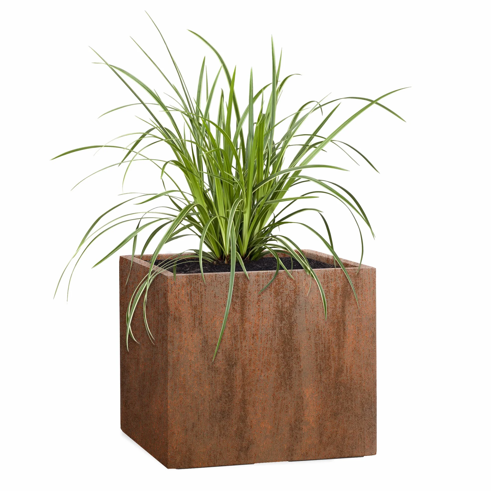 Pflanzwerk® Doniczka z włókna szklanego Cube Rost brązowa 38x44x44 cm XXL *odporna na mróz* *ochrona przed promieniowaniem UV* *produkt wysokiej jakości*