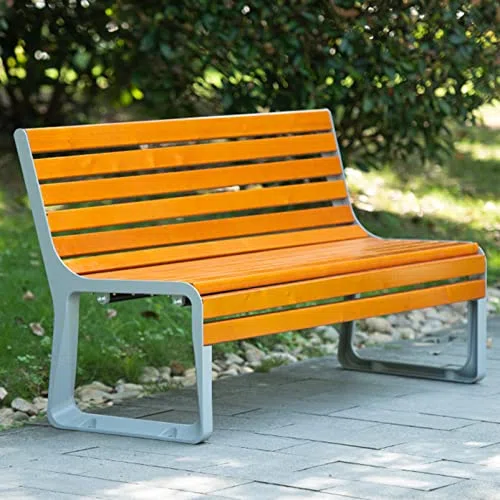 Ławka z odlewu aluminiowego, odporna na warunki atmosferyczne, krzesło tarasowe do ogrodu, tarasu, przy basenie, trwałe siedzisko z twardego drewna do przestrzeni zewnętrznych